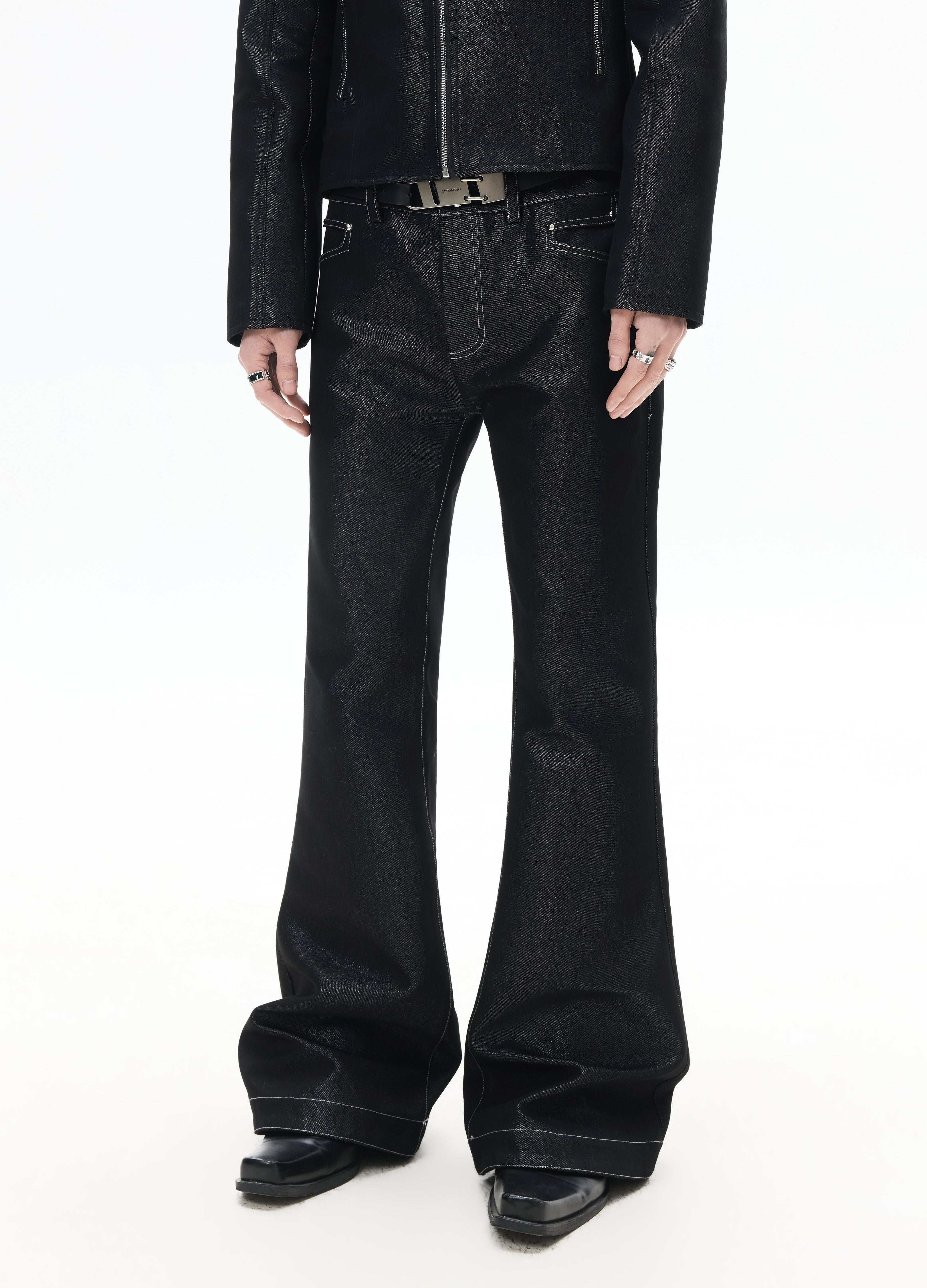 26SS METALLIC SHIMMER BOOTCUT JEANS