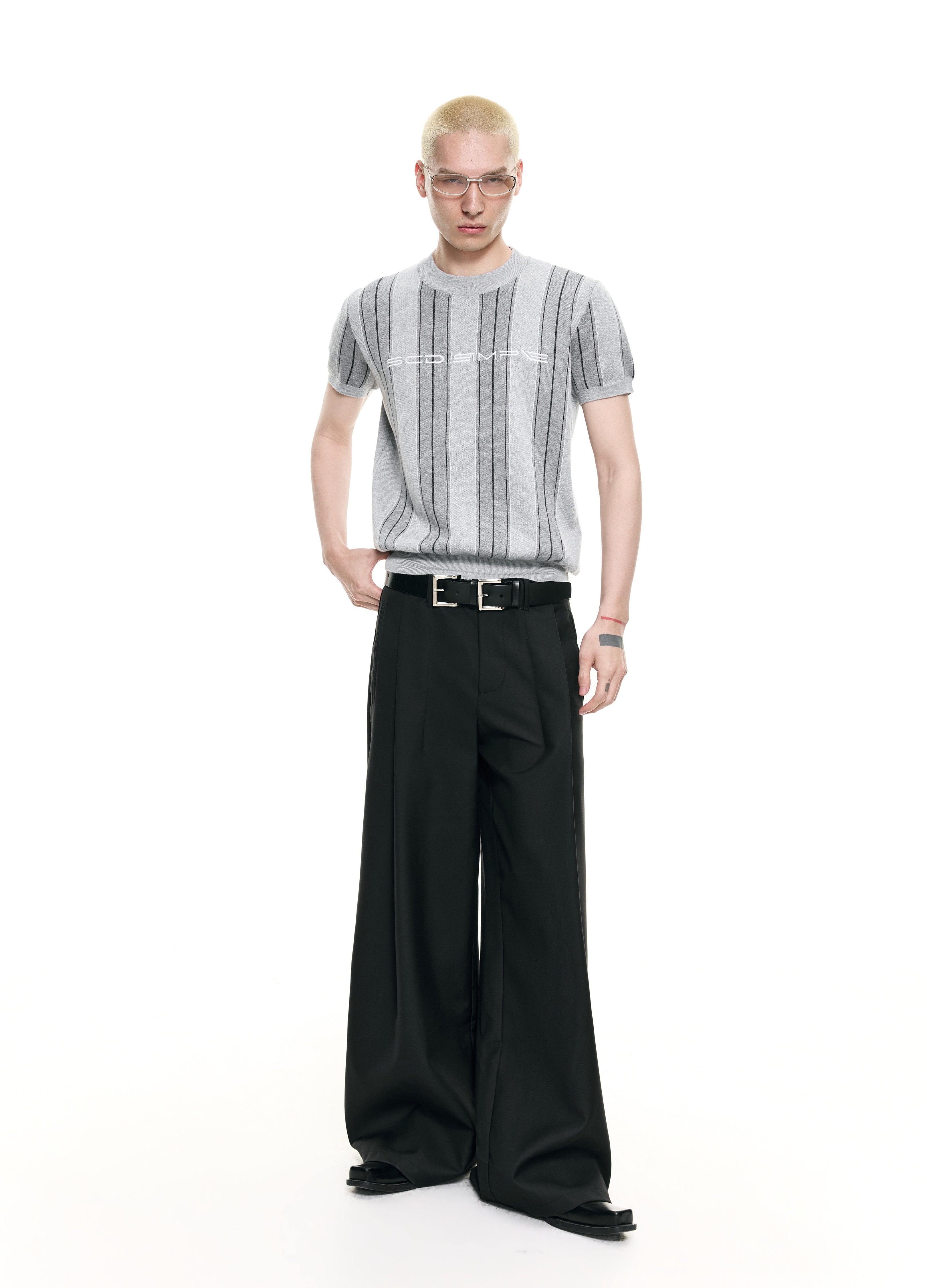 26SS STRIPED JACQUARD KNIT TEE