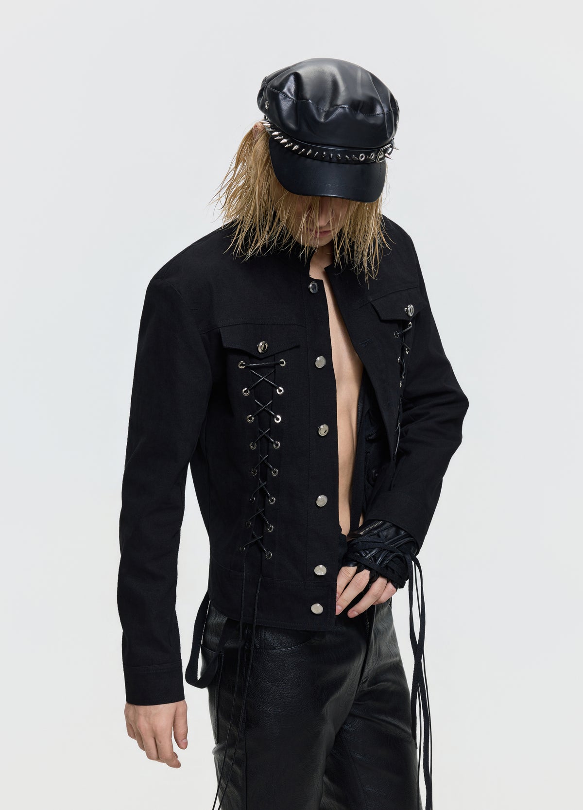 FRKM SCD 26FW corset stand-collar black jacket — product view 9