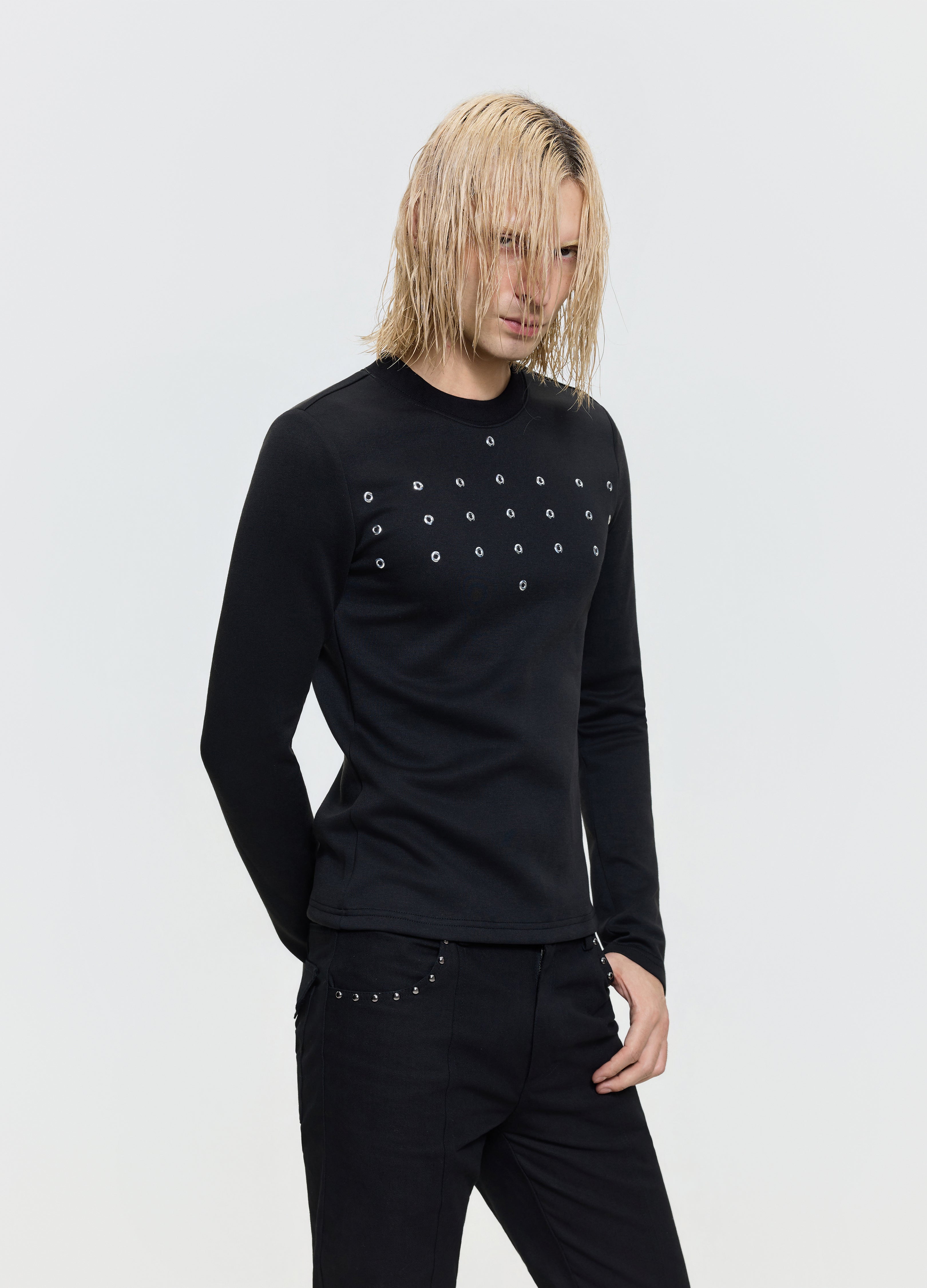 26FW EYELET CRYSTAL TEE
