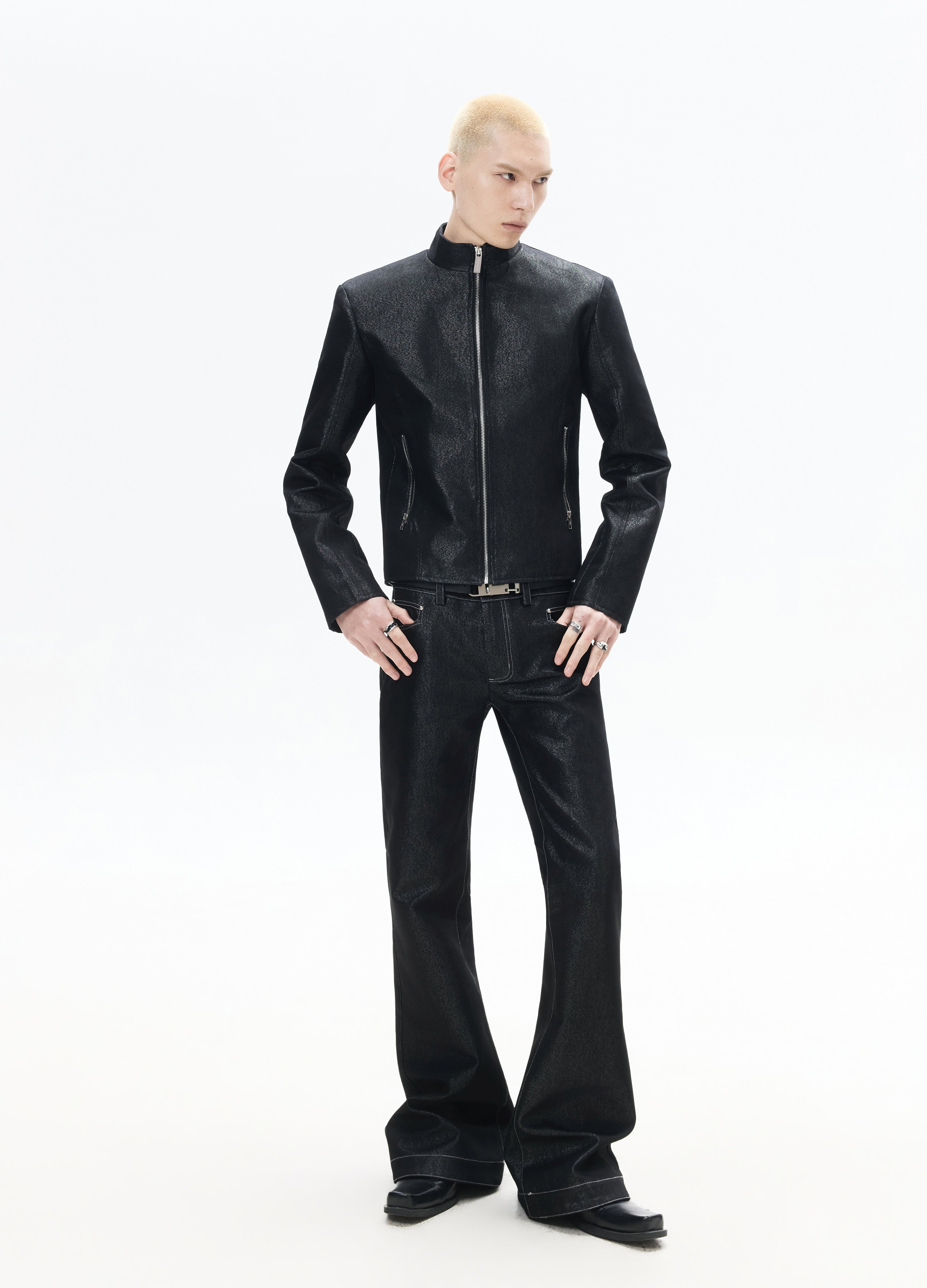 26SS METALLIC SHIMMER BOOTCUT JEANS