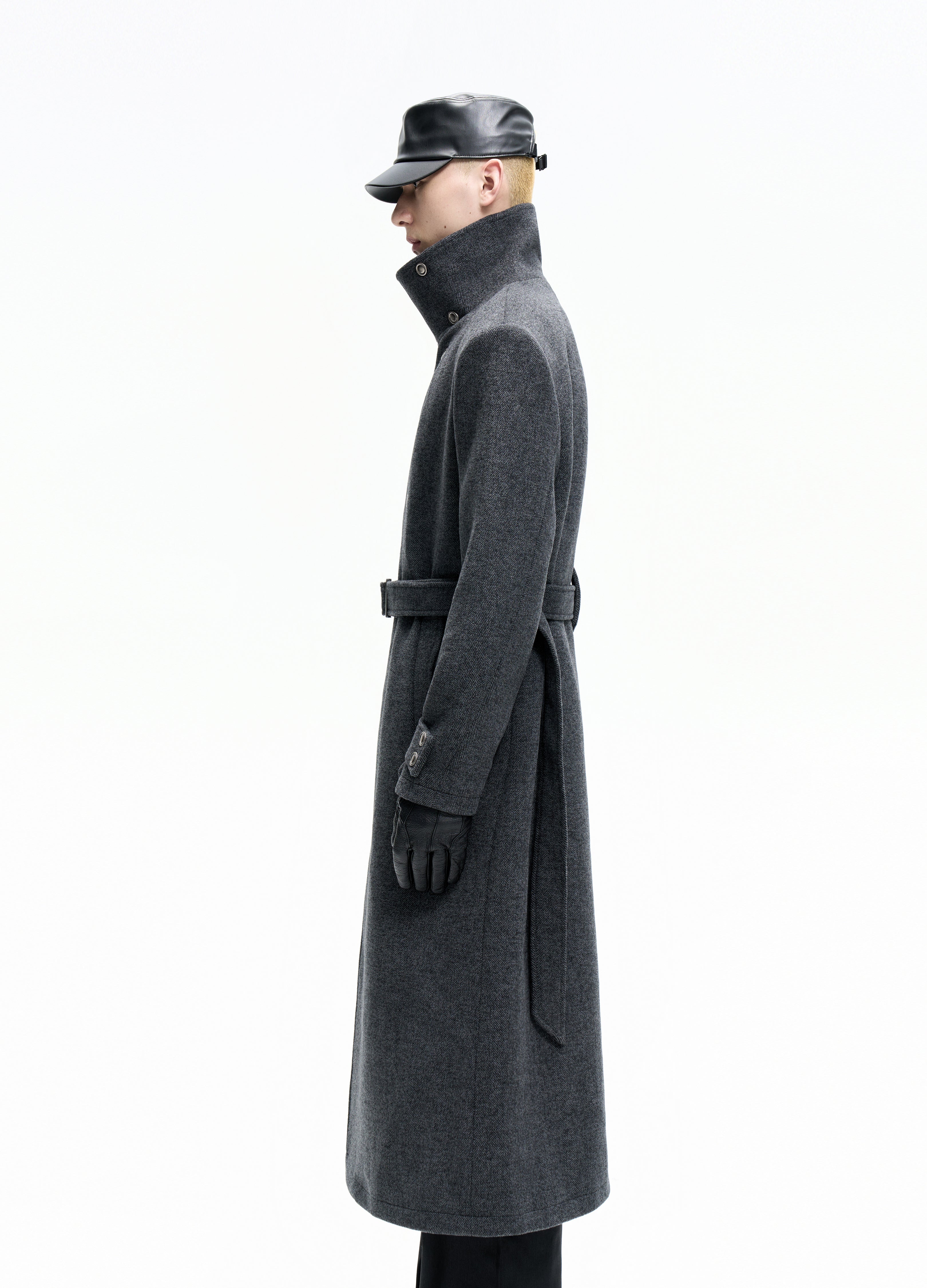 25FW BELTED STRUCTURED WOOL COAT