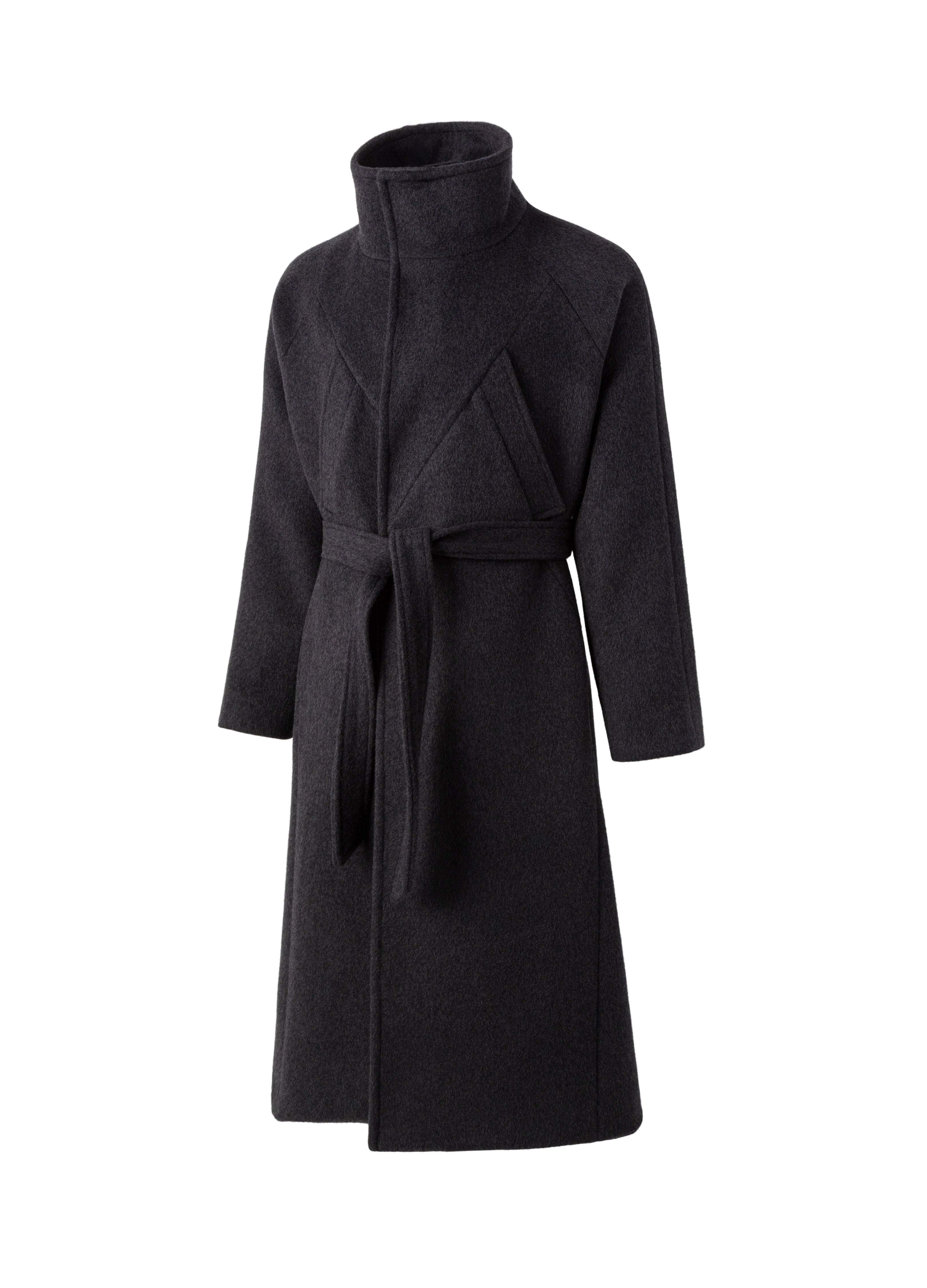 25FW BELTED DECONSTRUCT WOOL COAT