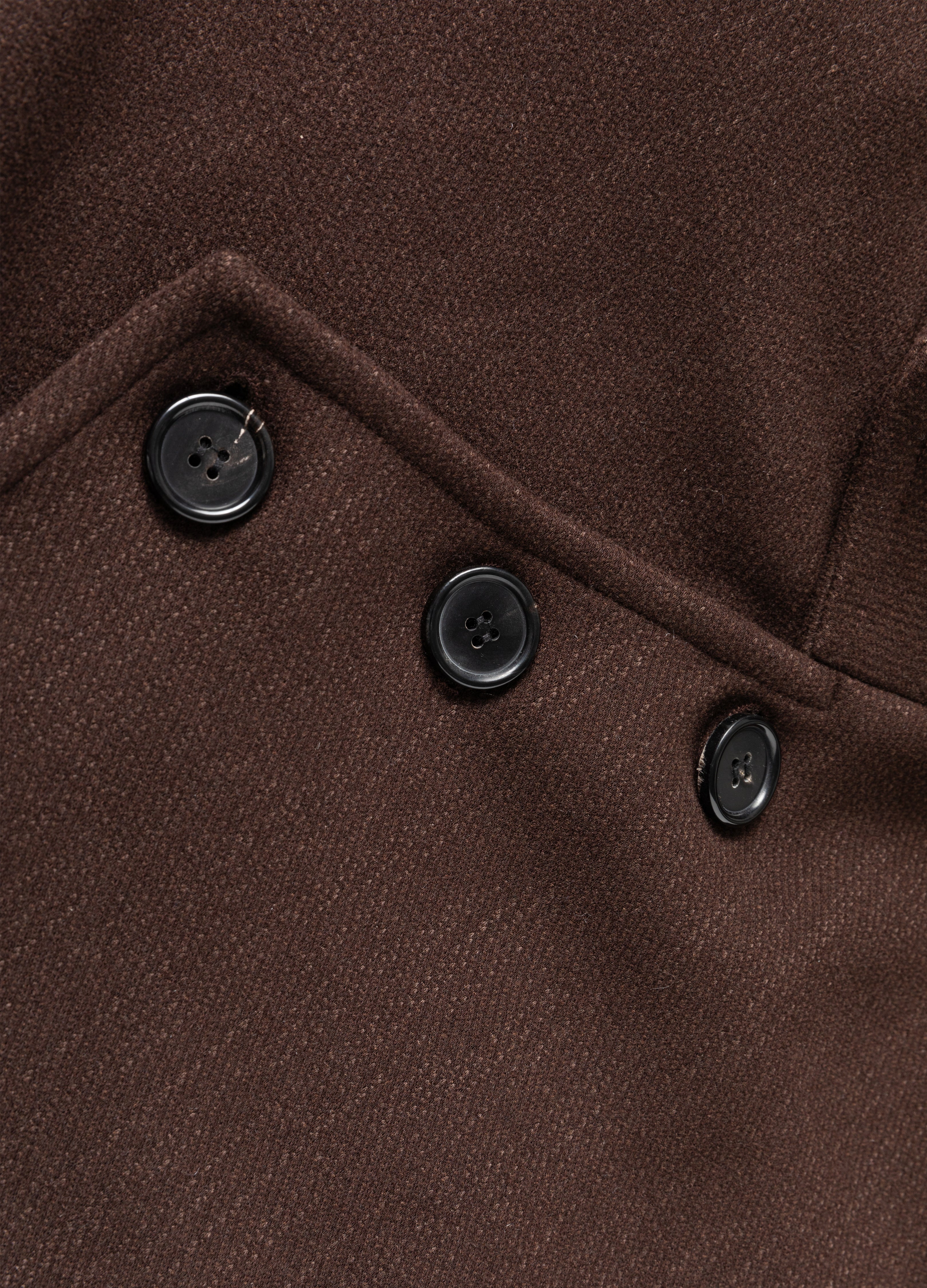 CAPPOTTO ASIMMETRICO IN LANA CASTAGNO 25FW