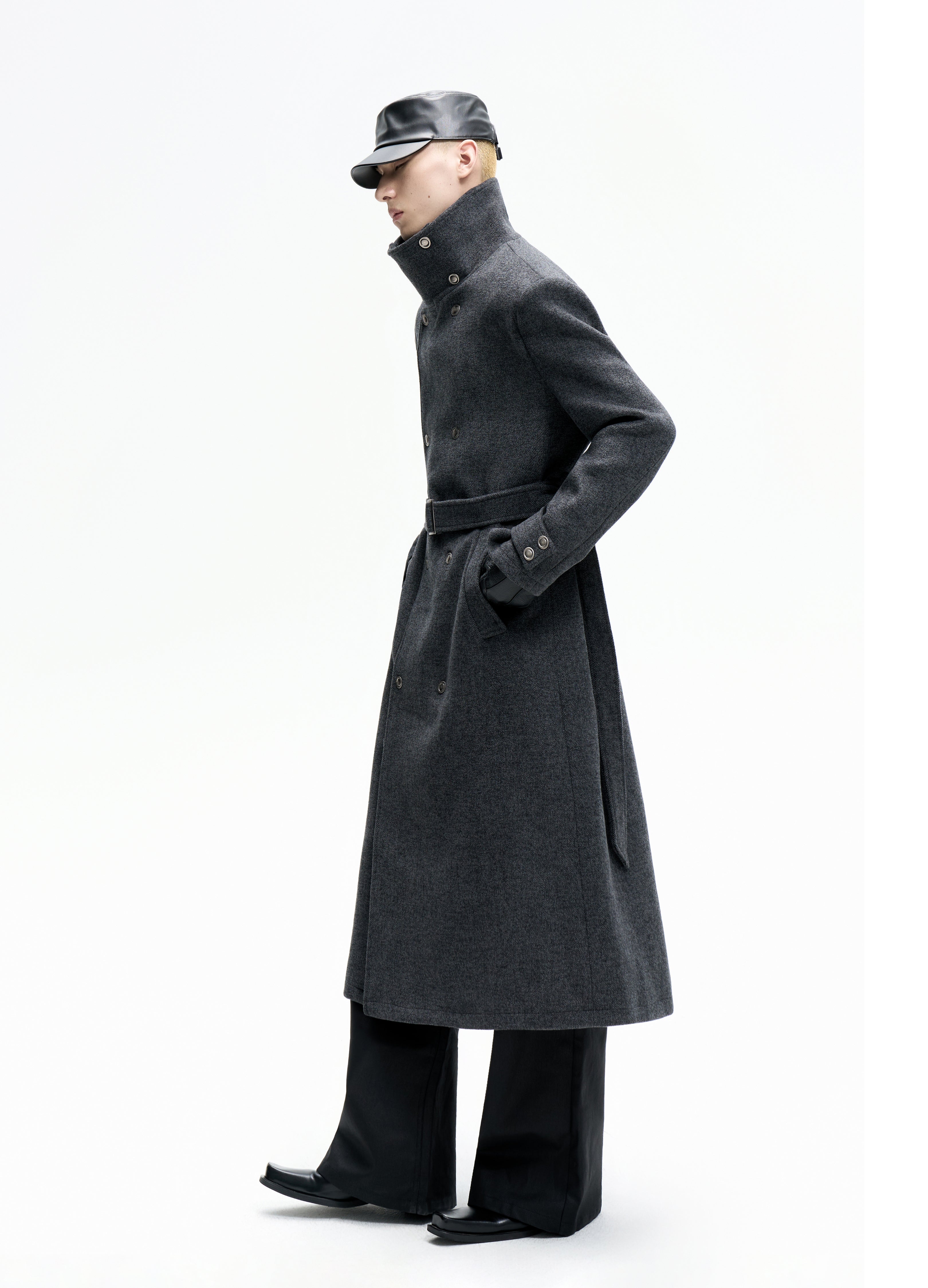25FW BELTED STRUCTURED WOOL COAT
