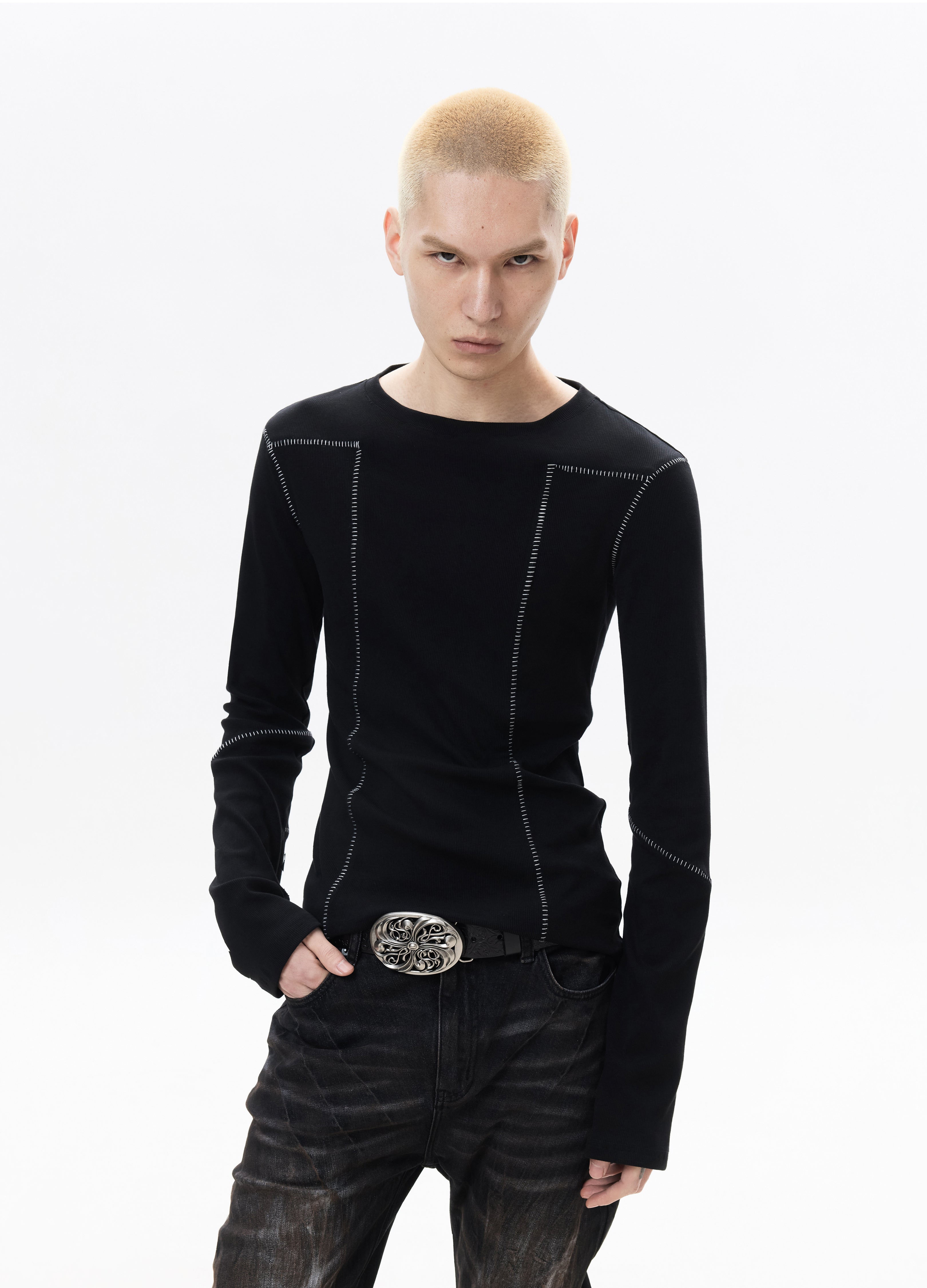 26SS STITCHED SLIM FIT LONG SLEEVE TEE