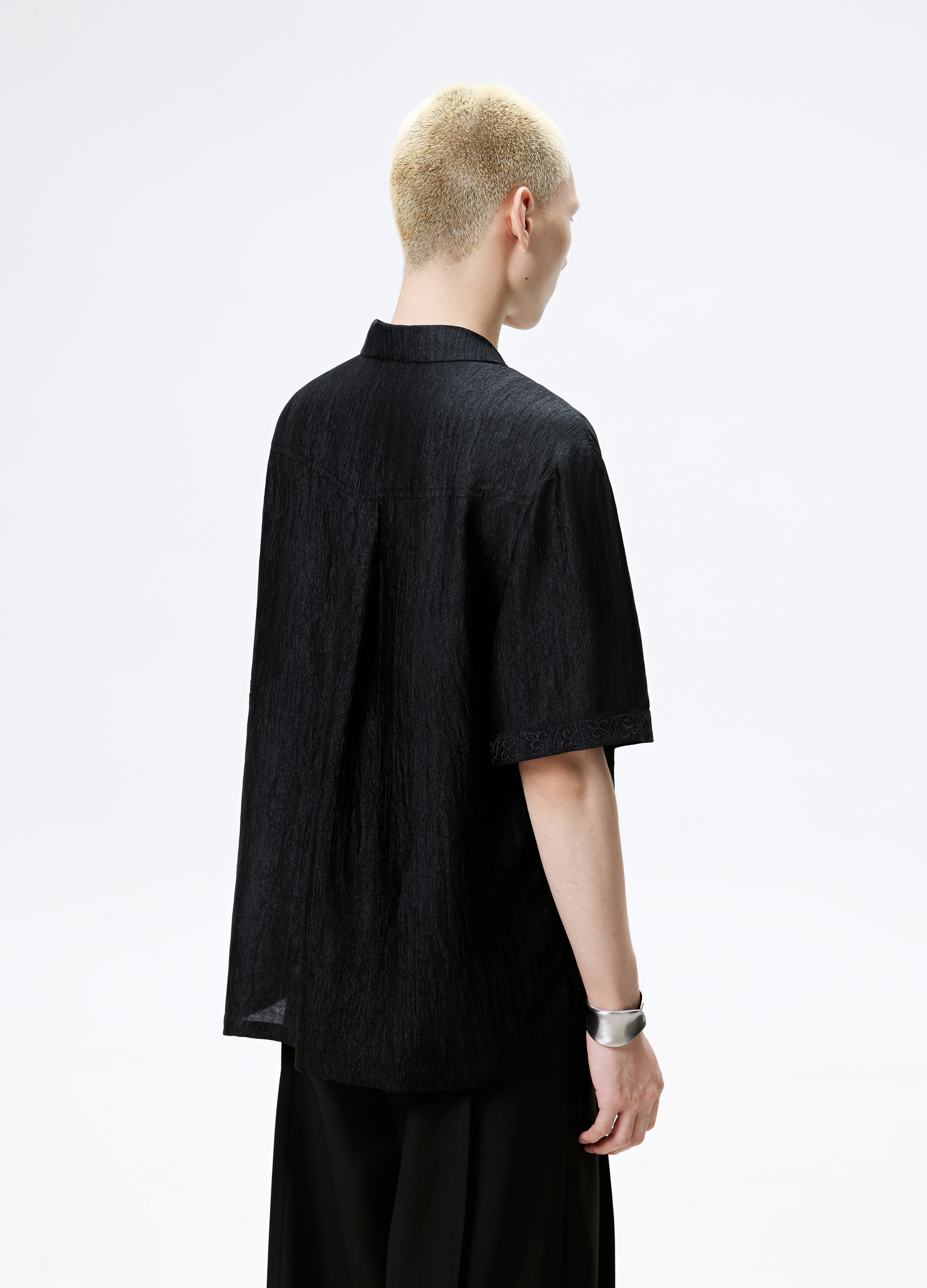 CAMICIA LUCIDA CON TEXTURE NERA BIANCA 25SS