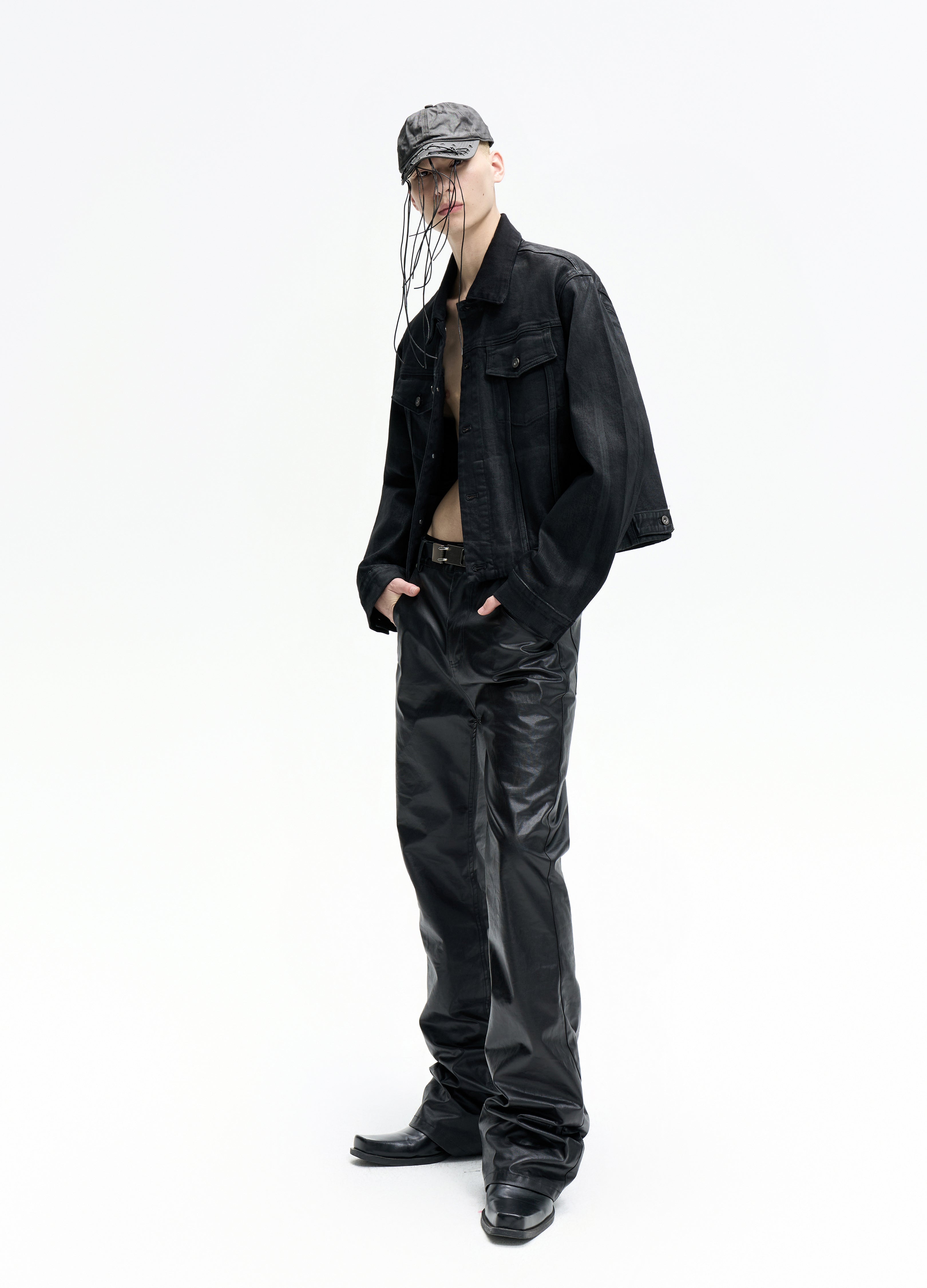25FW WAXED SKINNY STACKED PANTS