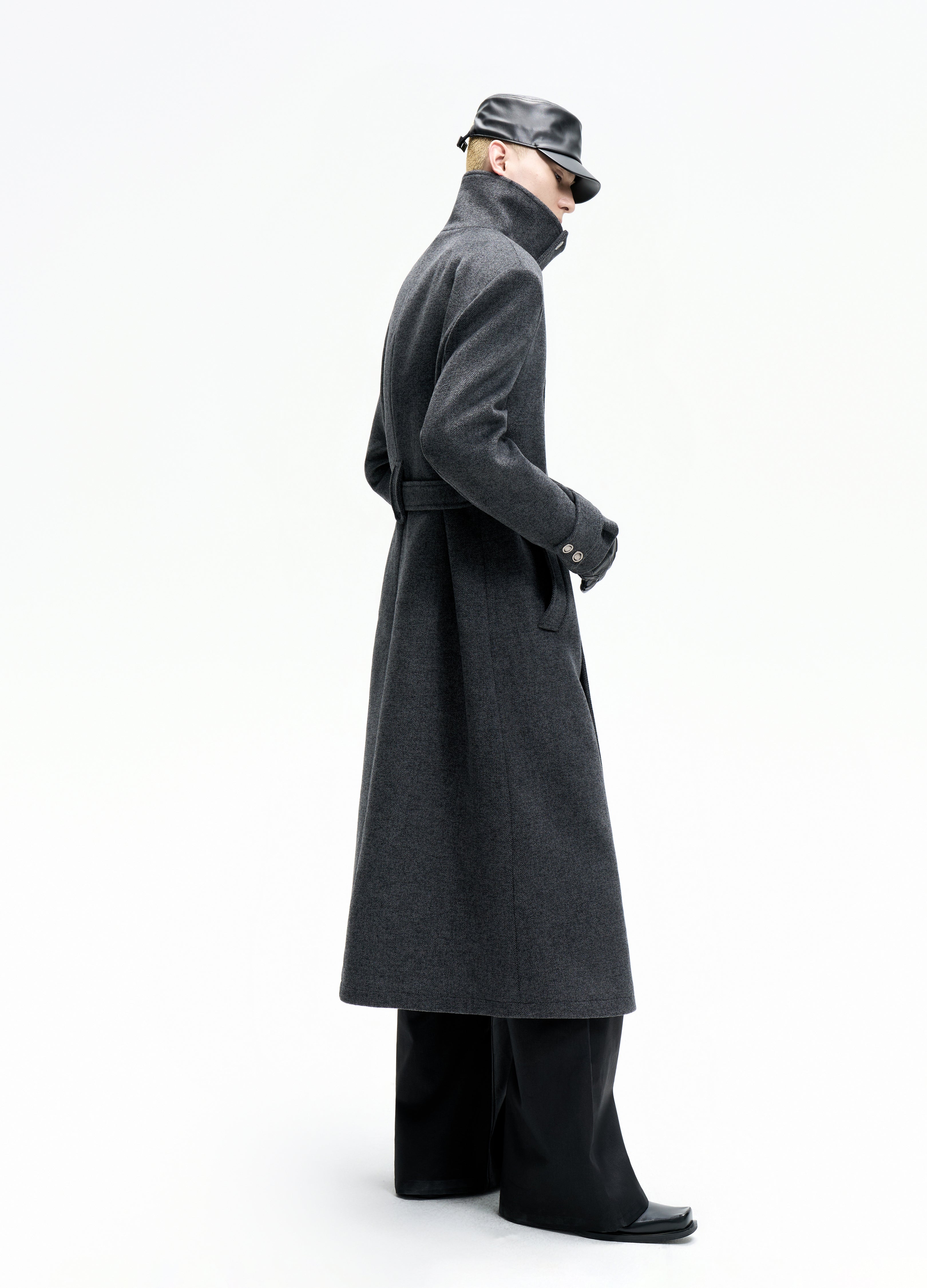 25FW BELTED STRUCTURED WOOL COAT