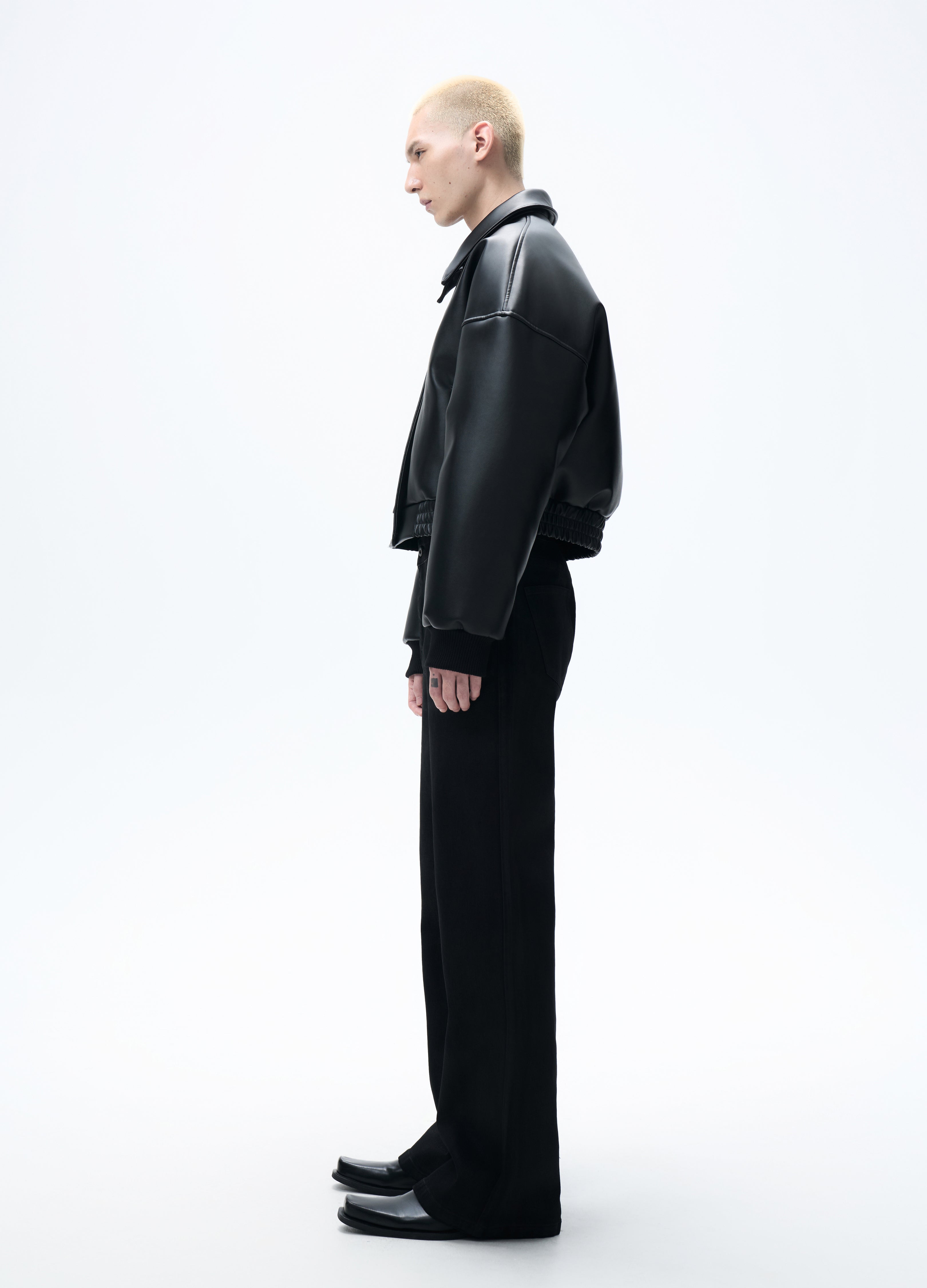 25FW HIGH-COLLAR LEATHER PUFFER