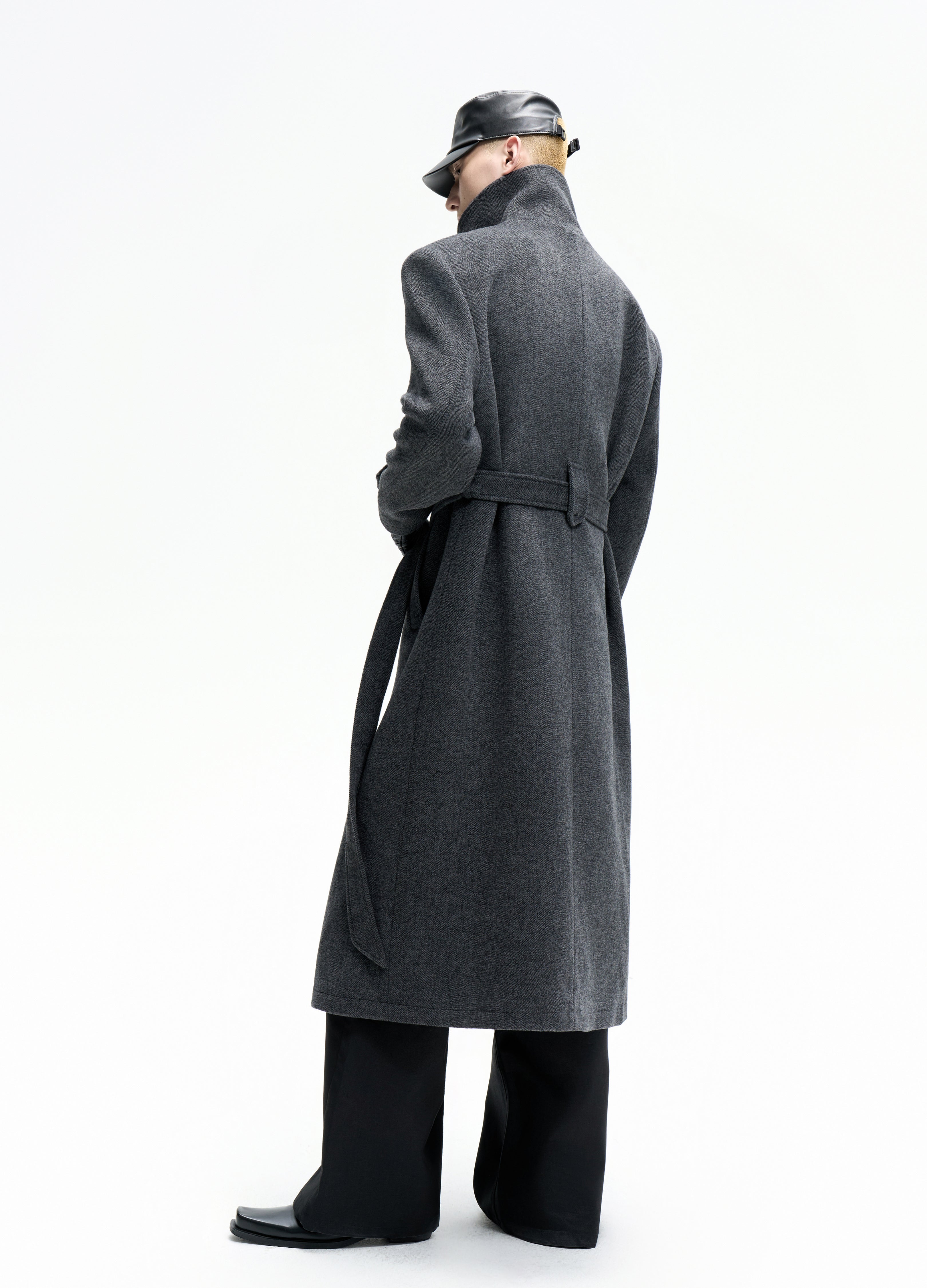 25FW BELTED STRUCTURED WOOL COAT