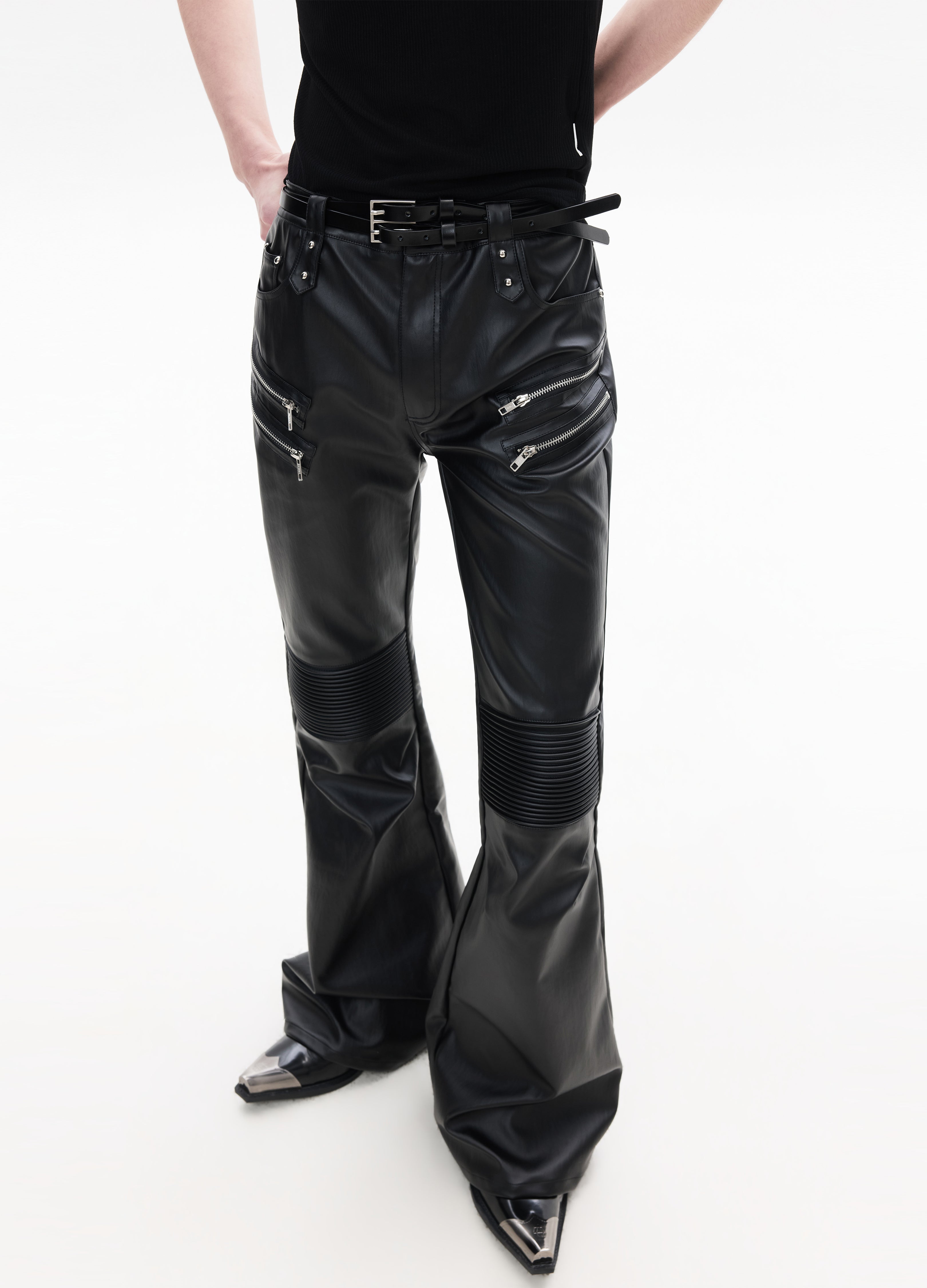 26SS MULTI-ZIP BIKER LEATHER PANTS