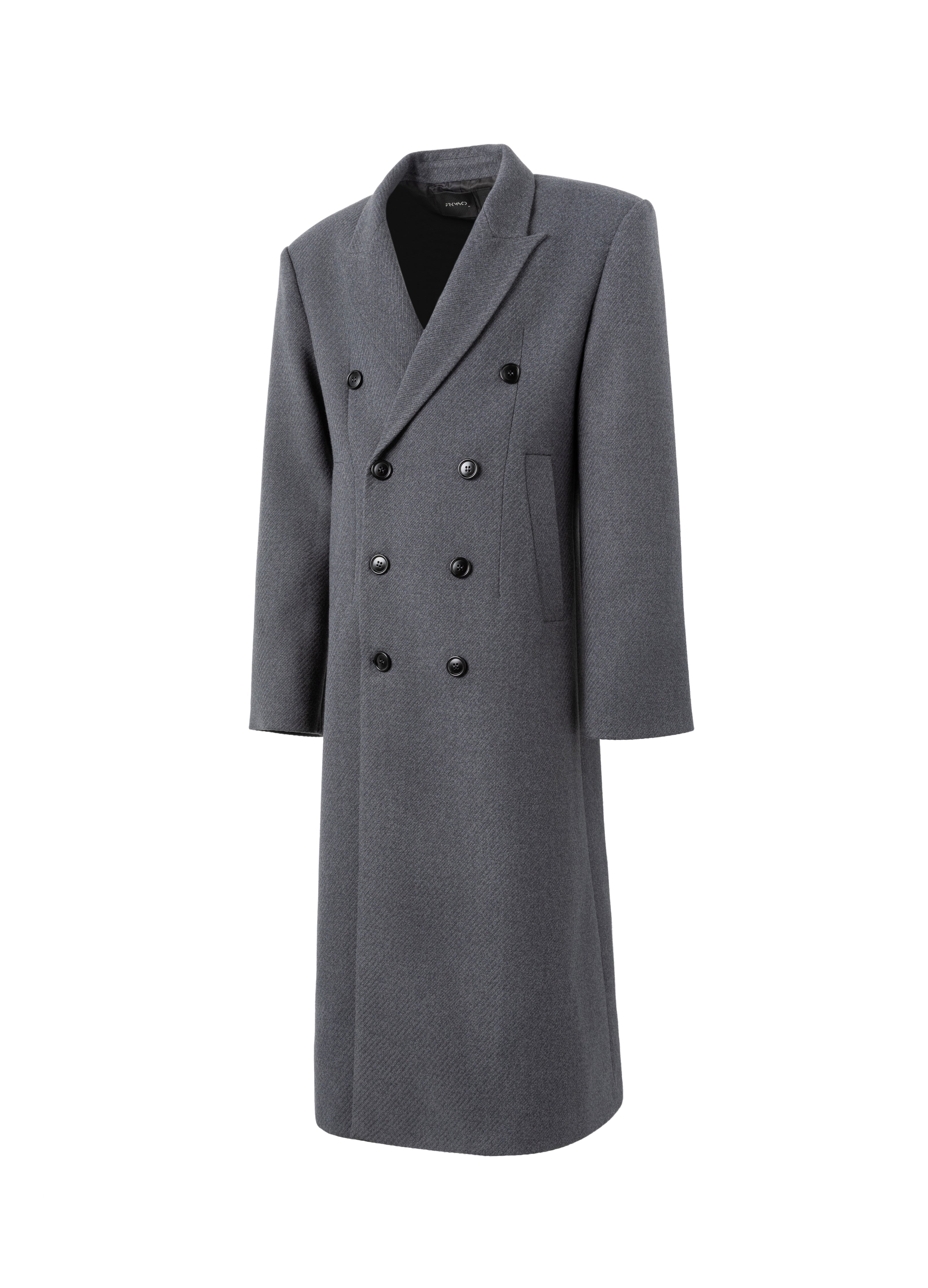 25FW GREY WAISTED WOOL OVERCOAT