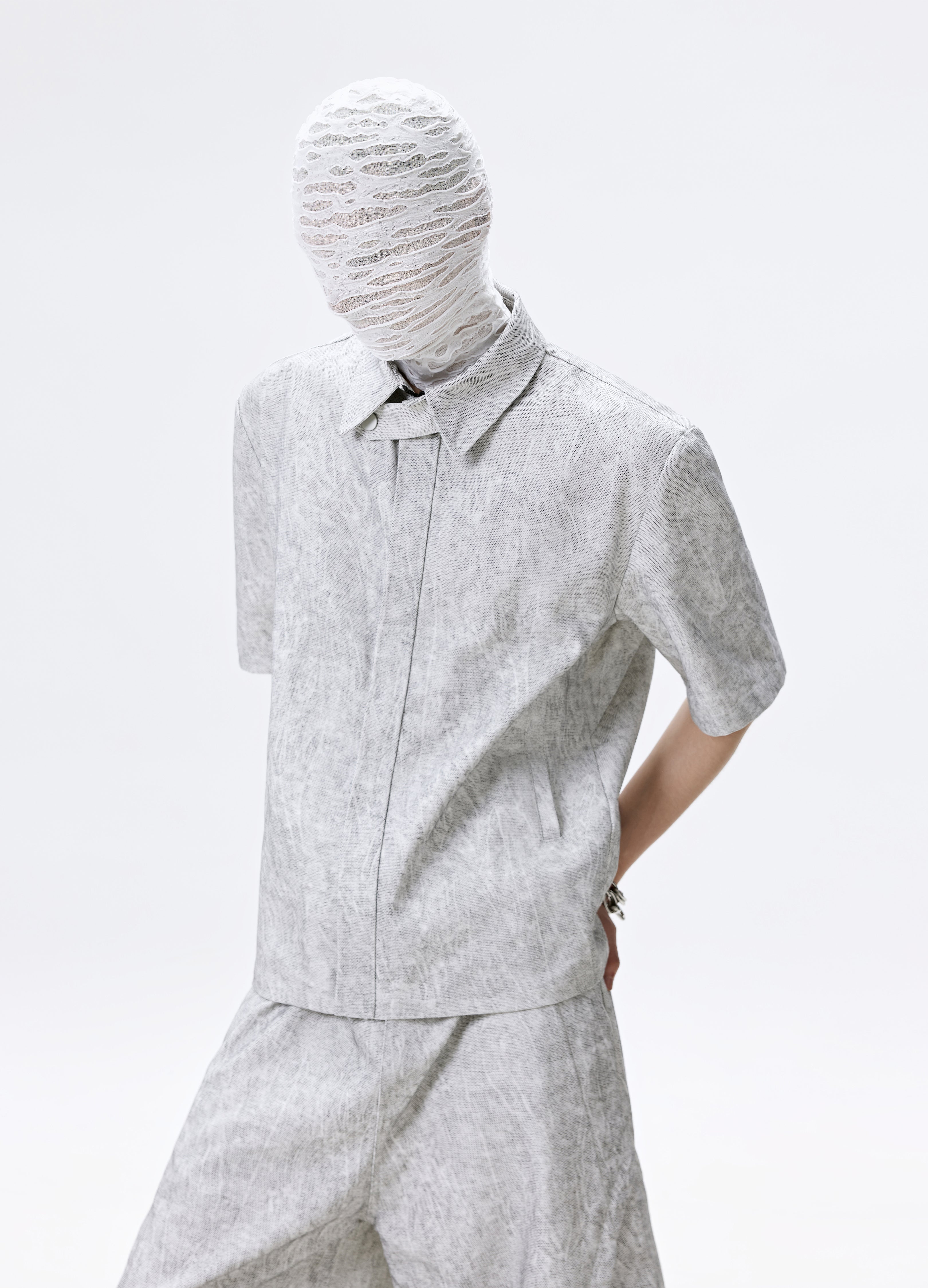 CAMICIA CON ZIP VEIN GRIGIA 25SS