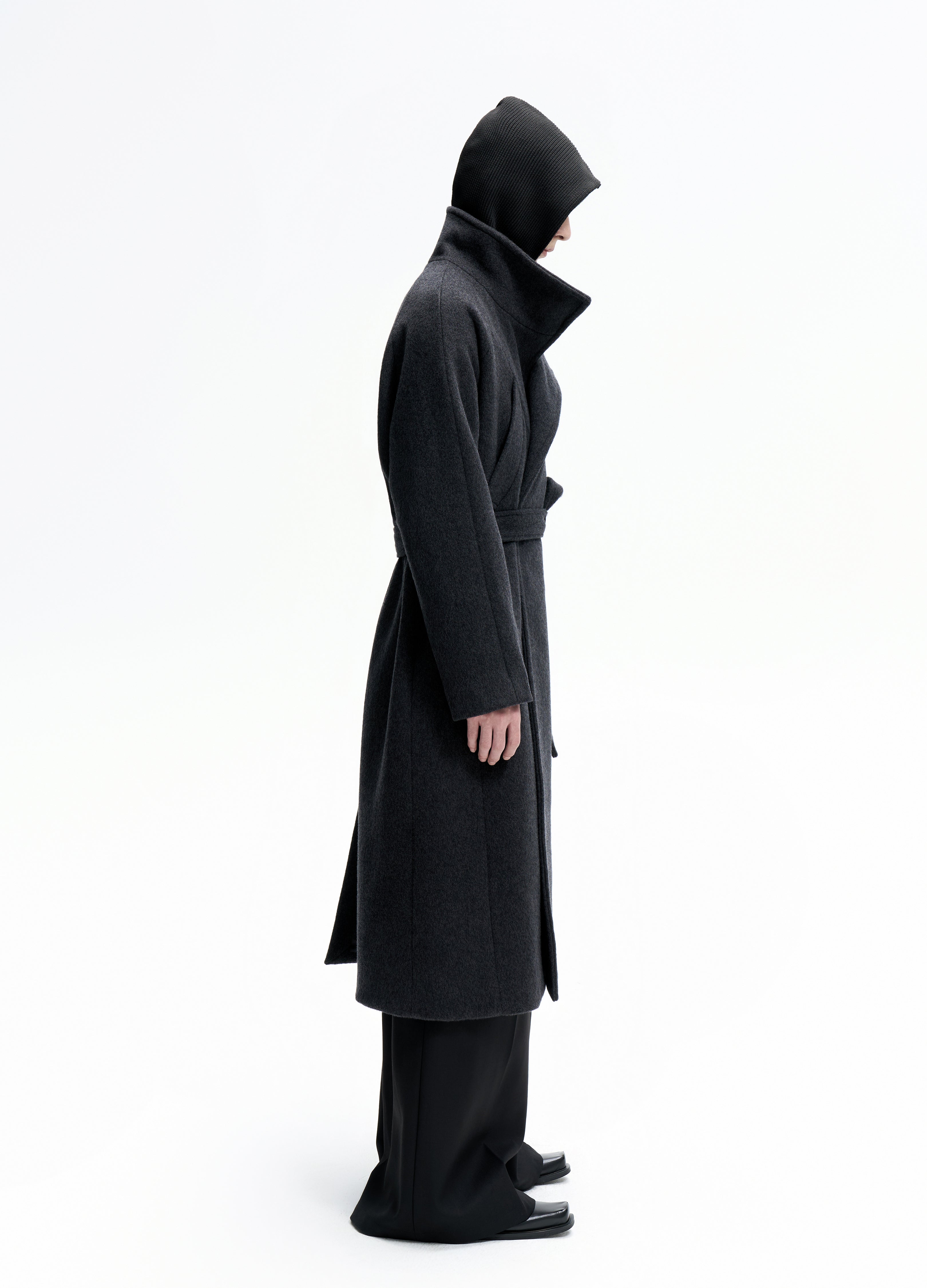 25FW BELTED DECONSTRUCT WOOL COAT