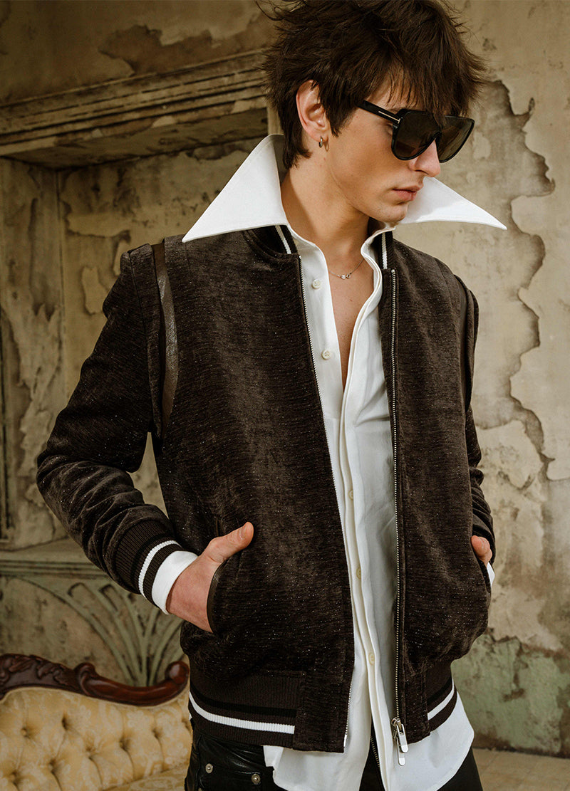 CRYSTAL VELVET LEATHER JACKET