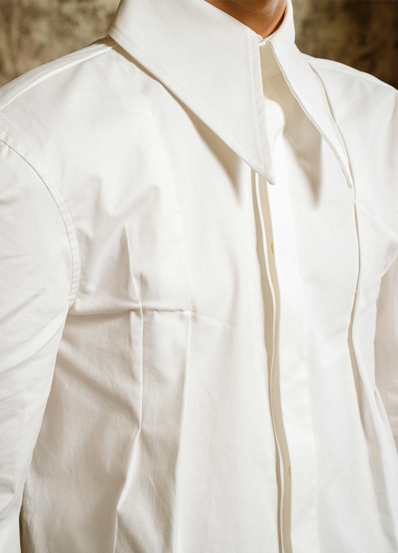 FRENCH PLEATED COLLAR SHIRT