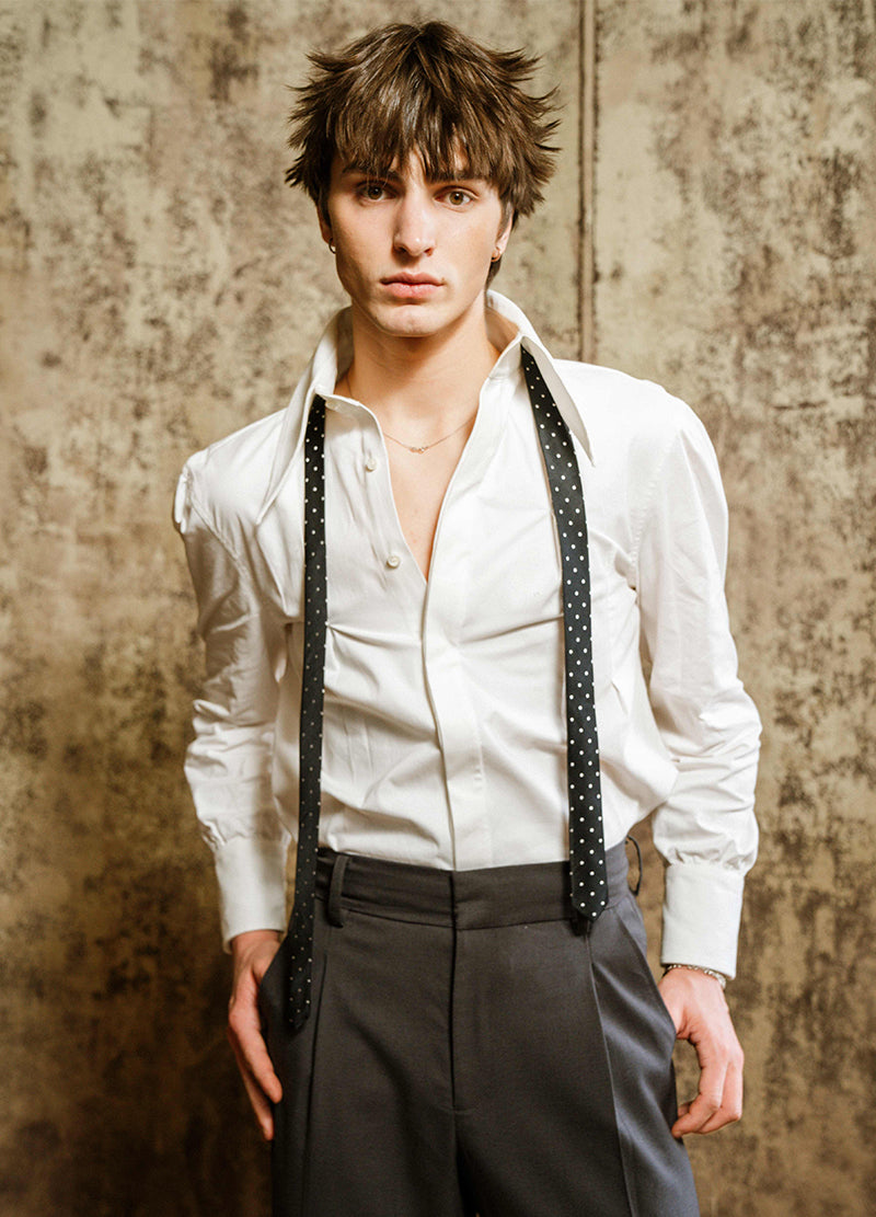 FRENCH PLEATED COLLAR SHIRT