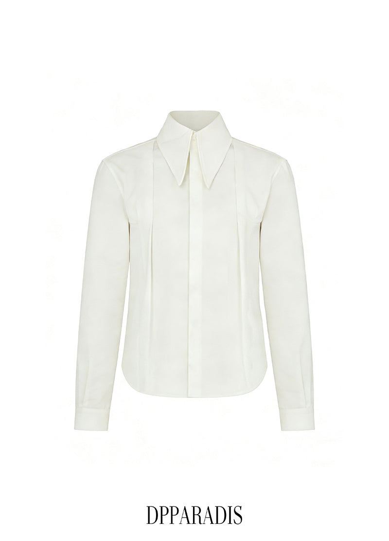 FRENCH PLEATED COLLAR SHIRT