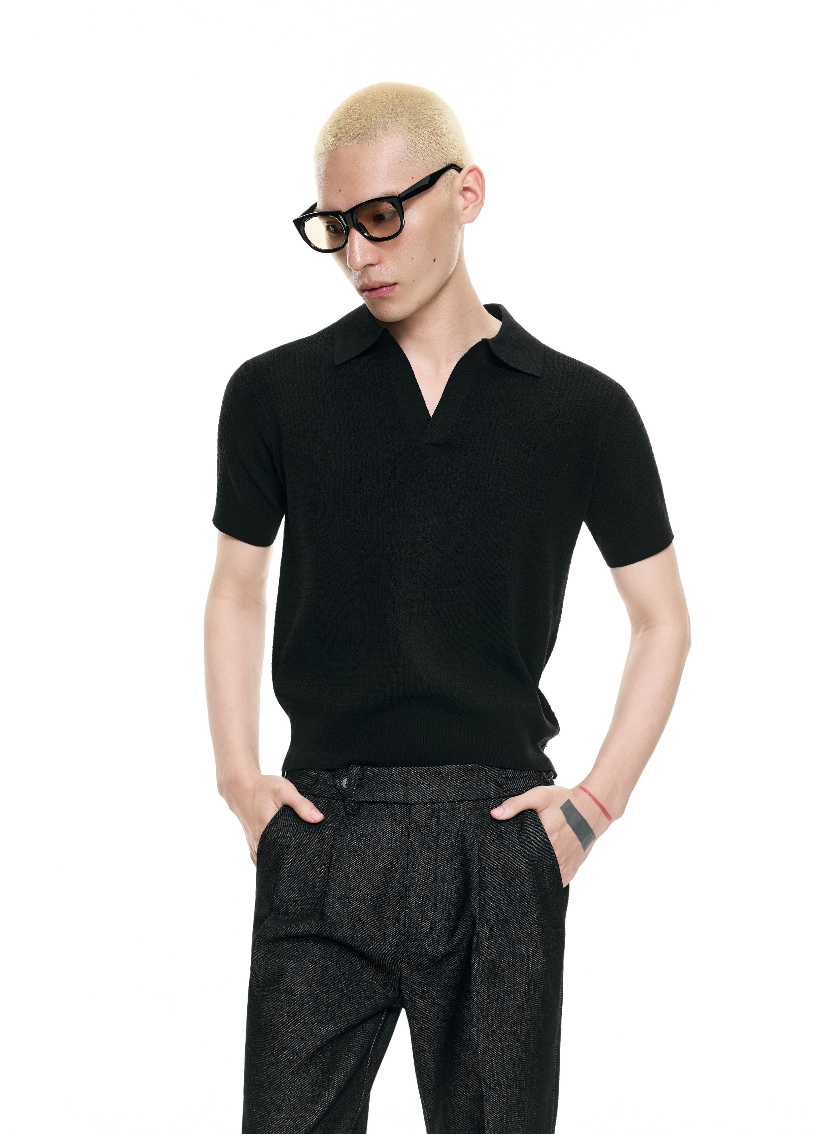 26SS OPEN-KNIT RESORT POLO
