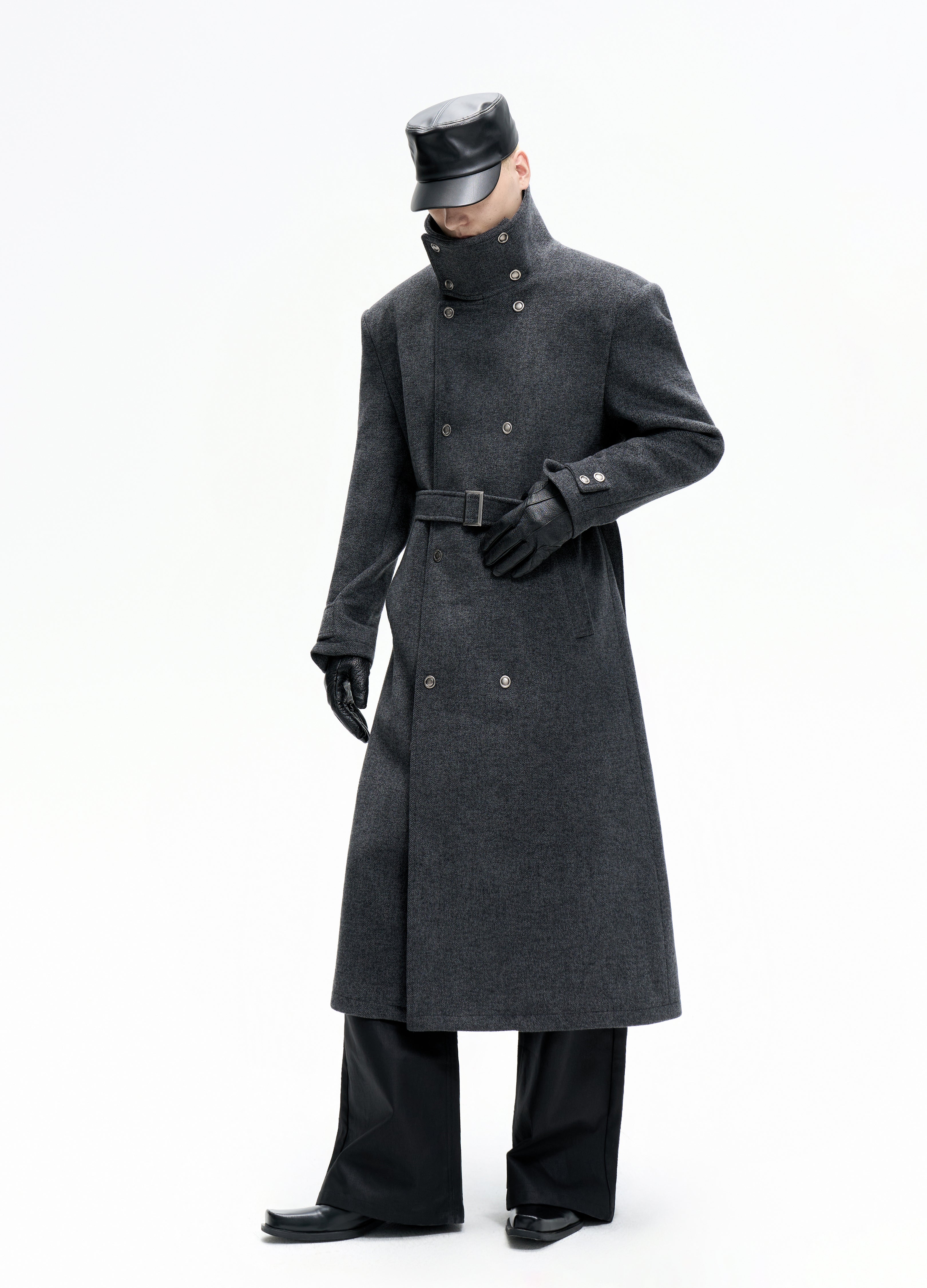 25FW BELTED STRUCTURED WOOL COAT