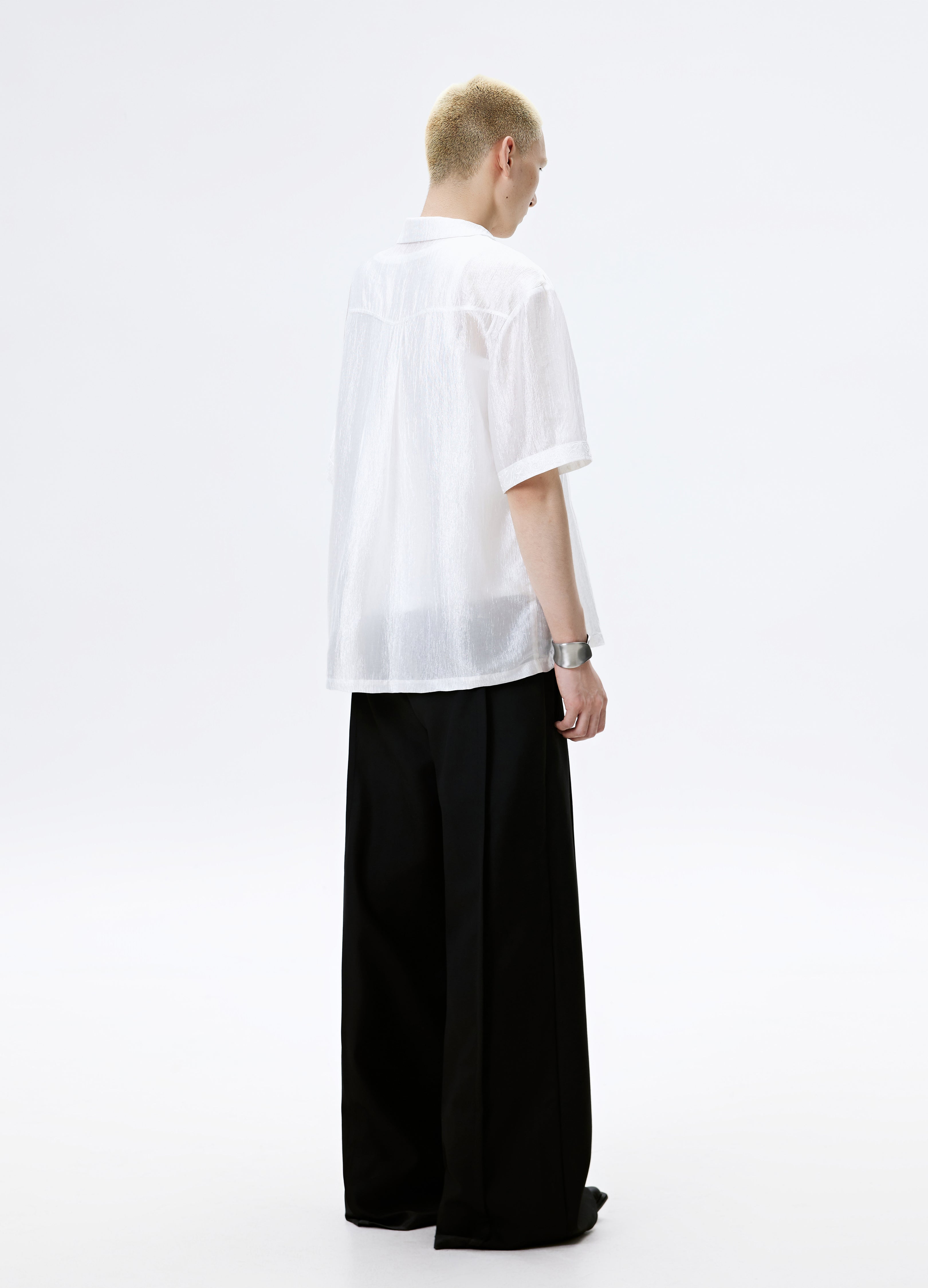 CAMICIA LUCIDA CON TEXTURE NERA BIANCA 25SS