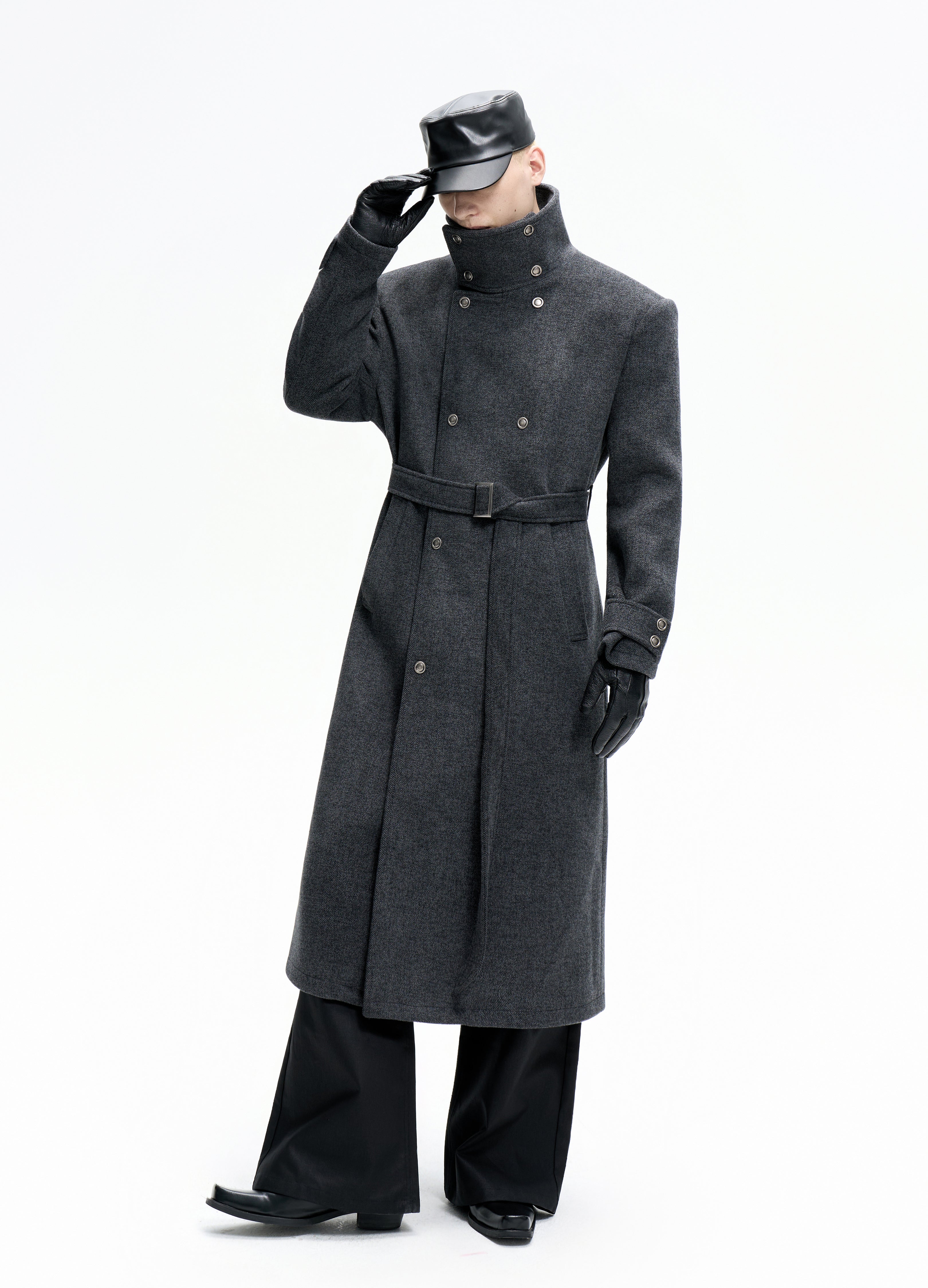 25FW BELTED STRUCTURED WOOL COAT