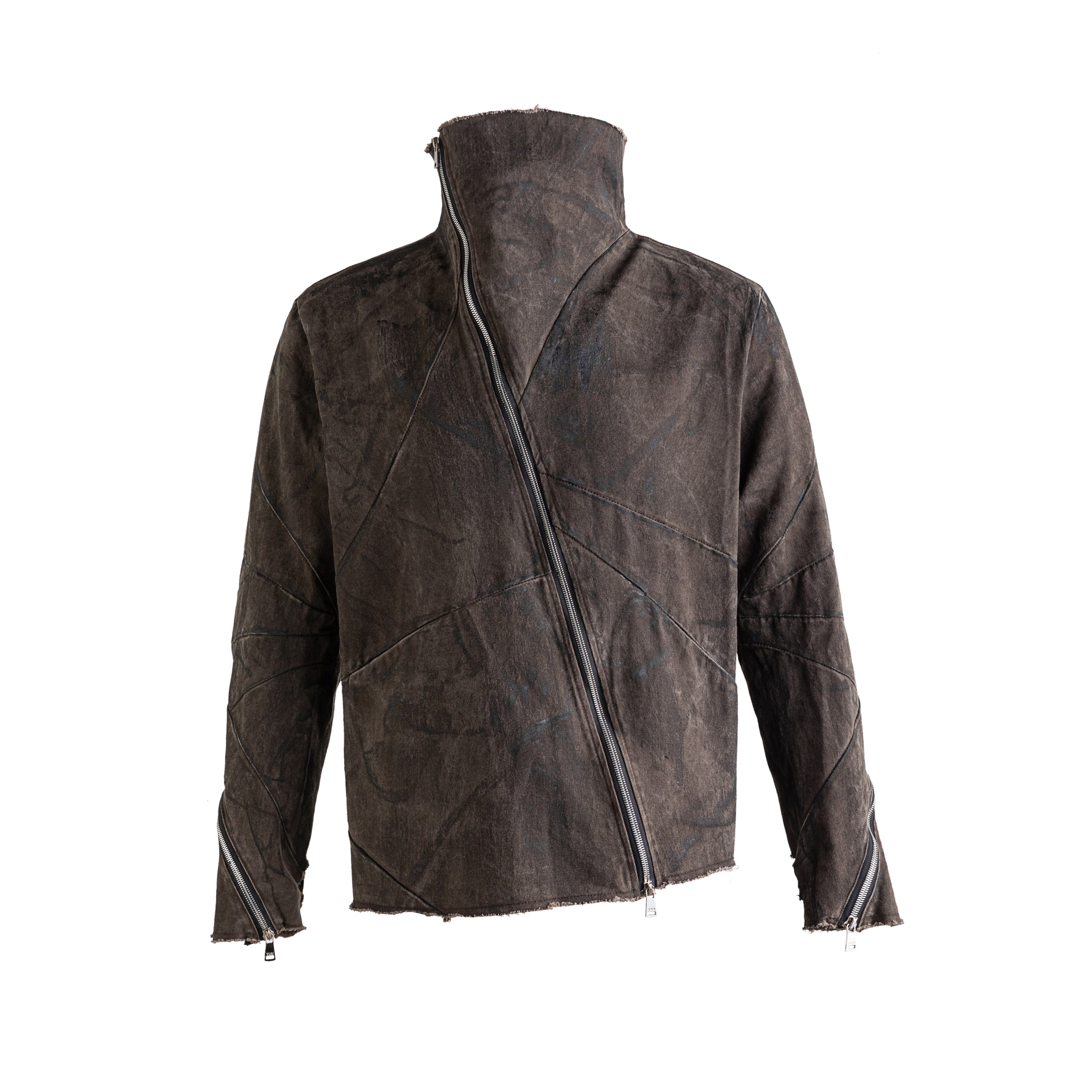 Giacca con cerniera diagonale Wasteland invecchiata