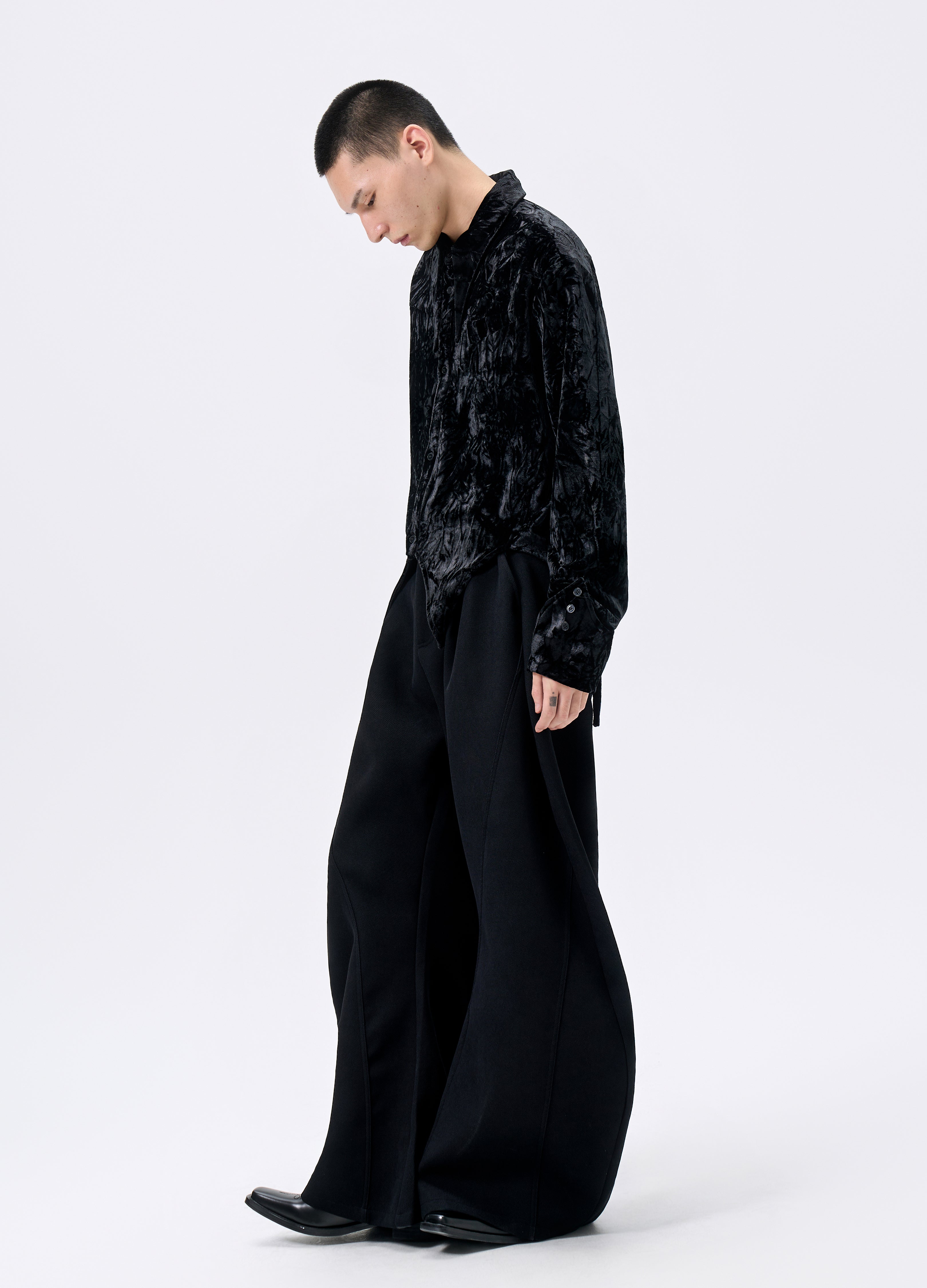 CAMICIA A CODA DI RONDINE IN VELLUTO 25FW