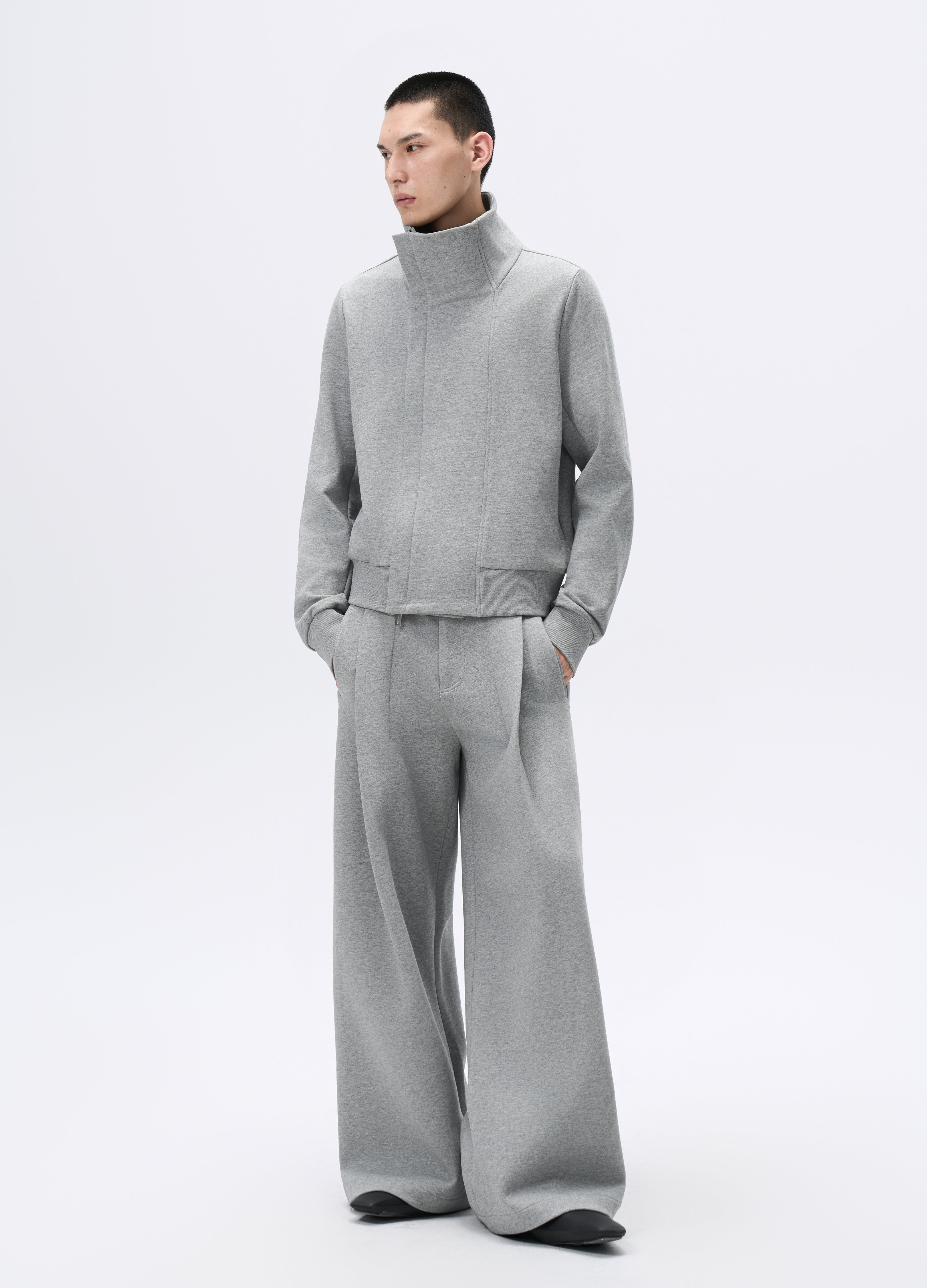 25FW GREY ZIP CROPPED JACKET
