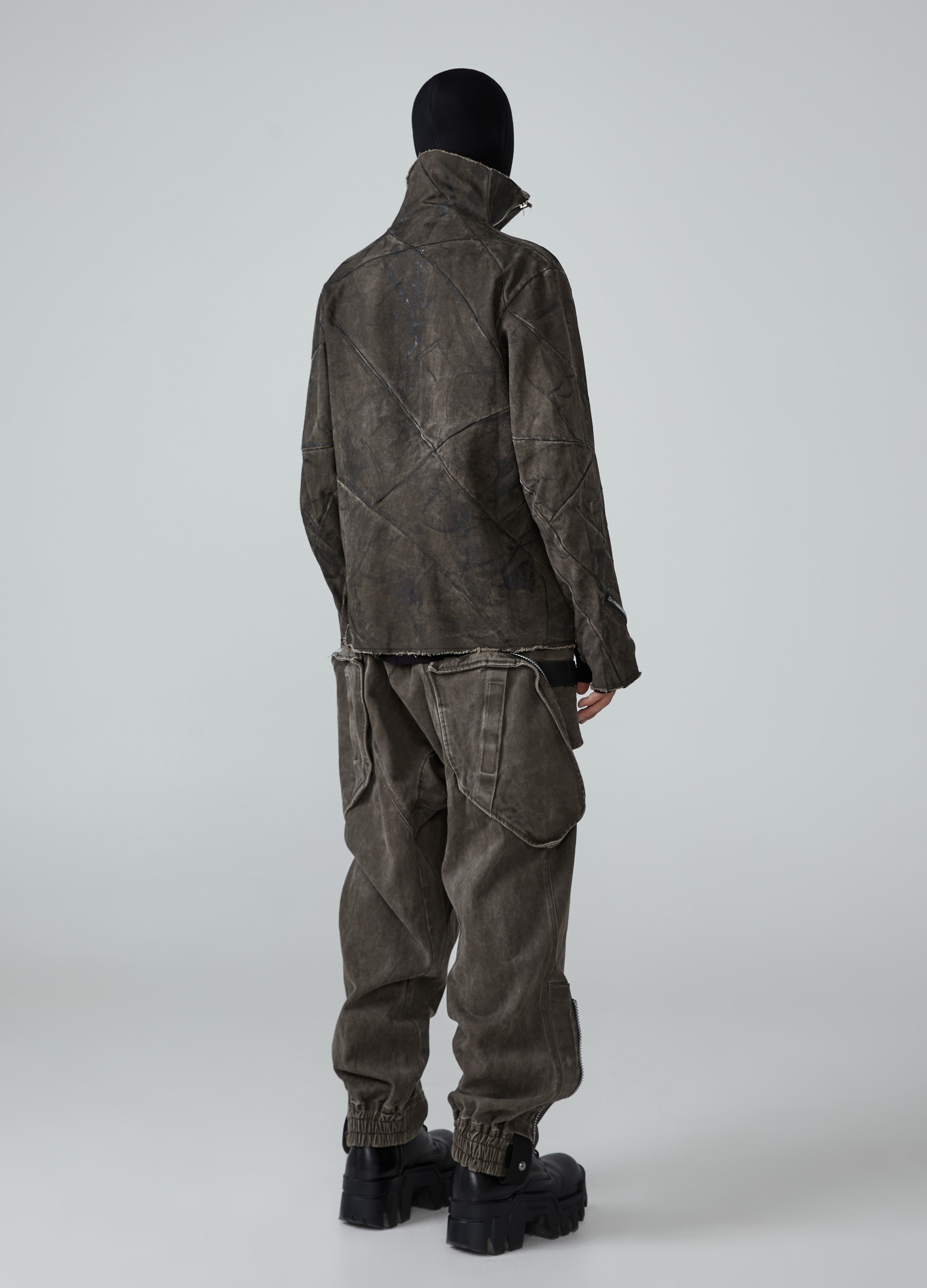 Giacca con cerniera diagonale Wasteland invecchiata