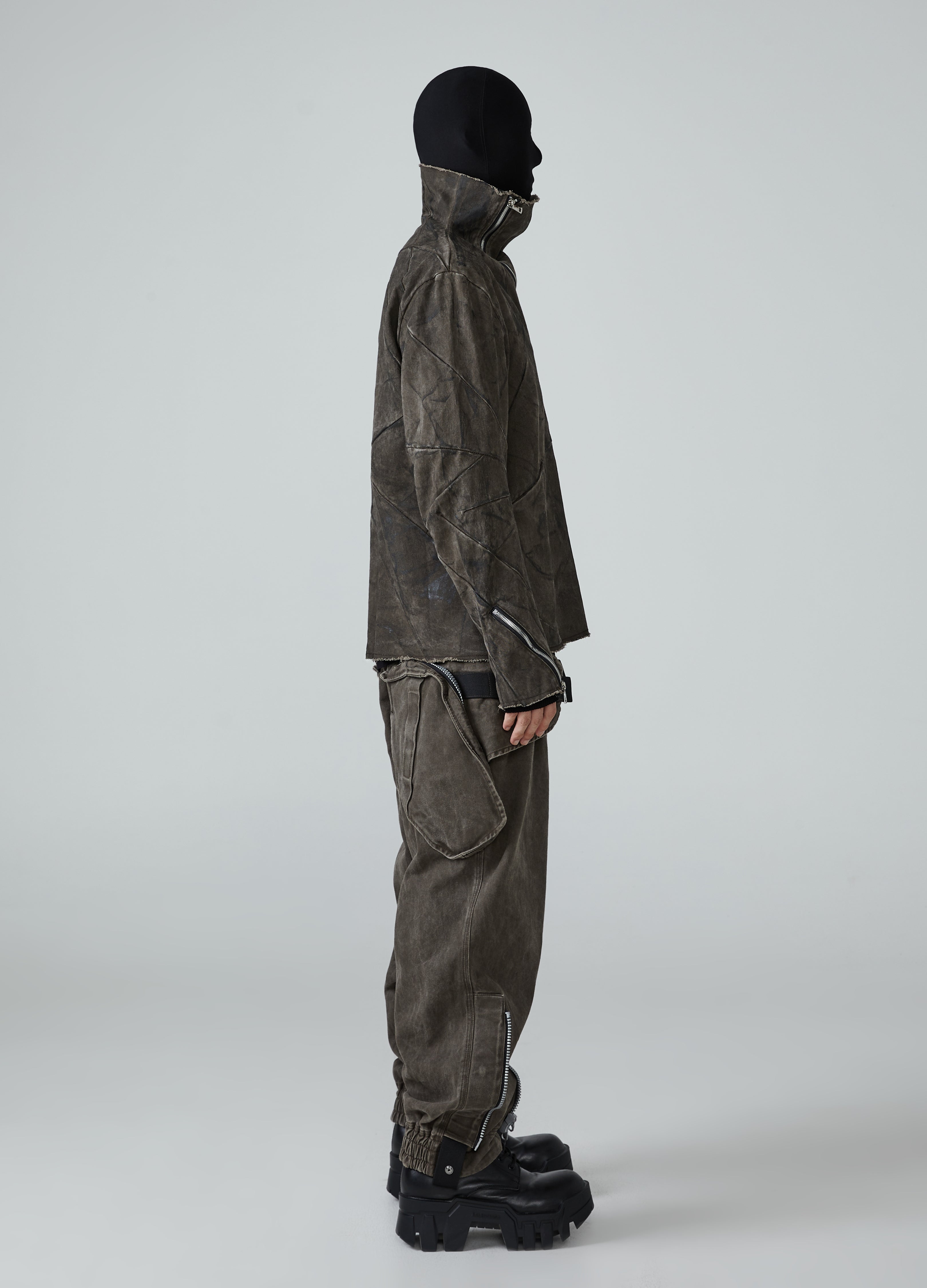 Giacca con cerniera diagonale Wasteland invecchiata