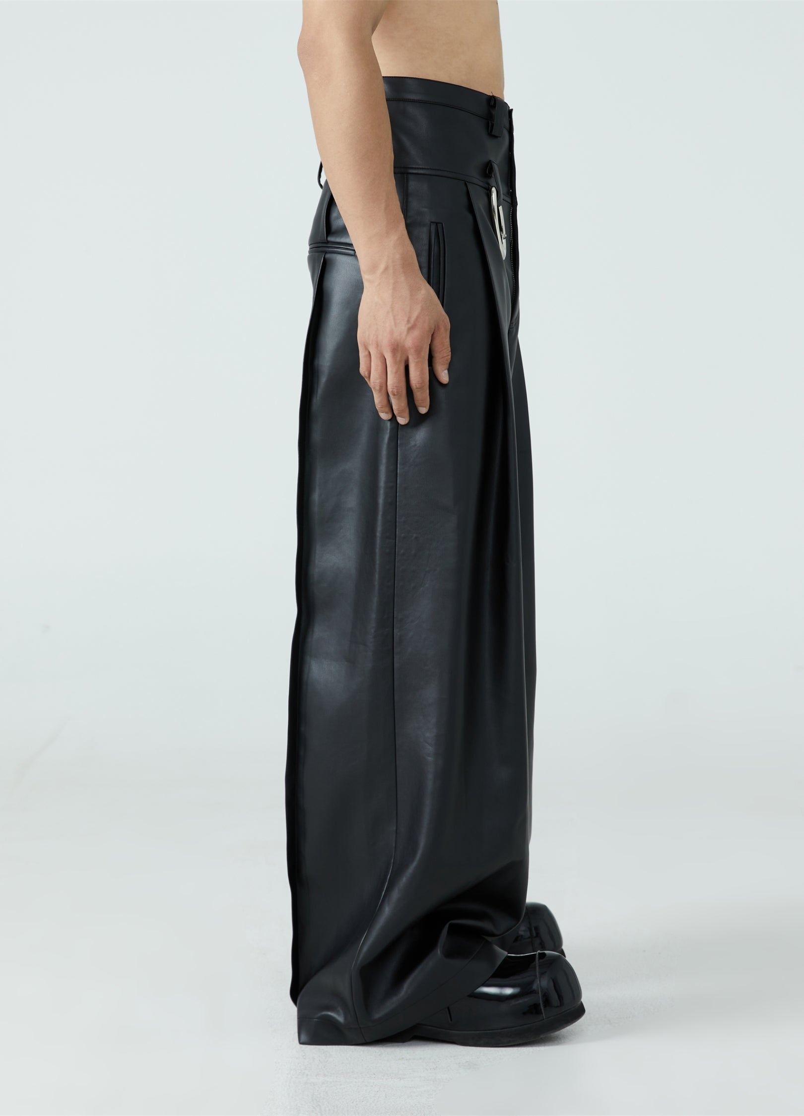 Pantaloni in pelle PU a vita alta 23FW