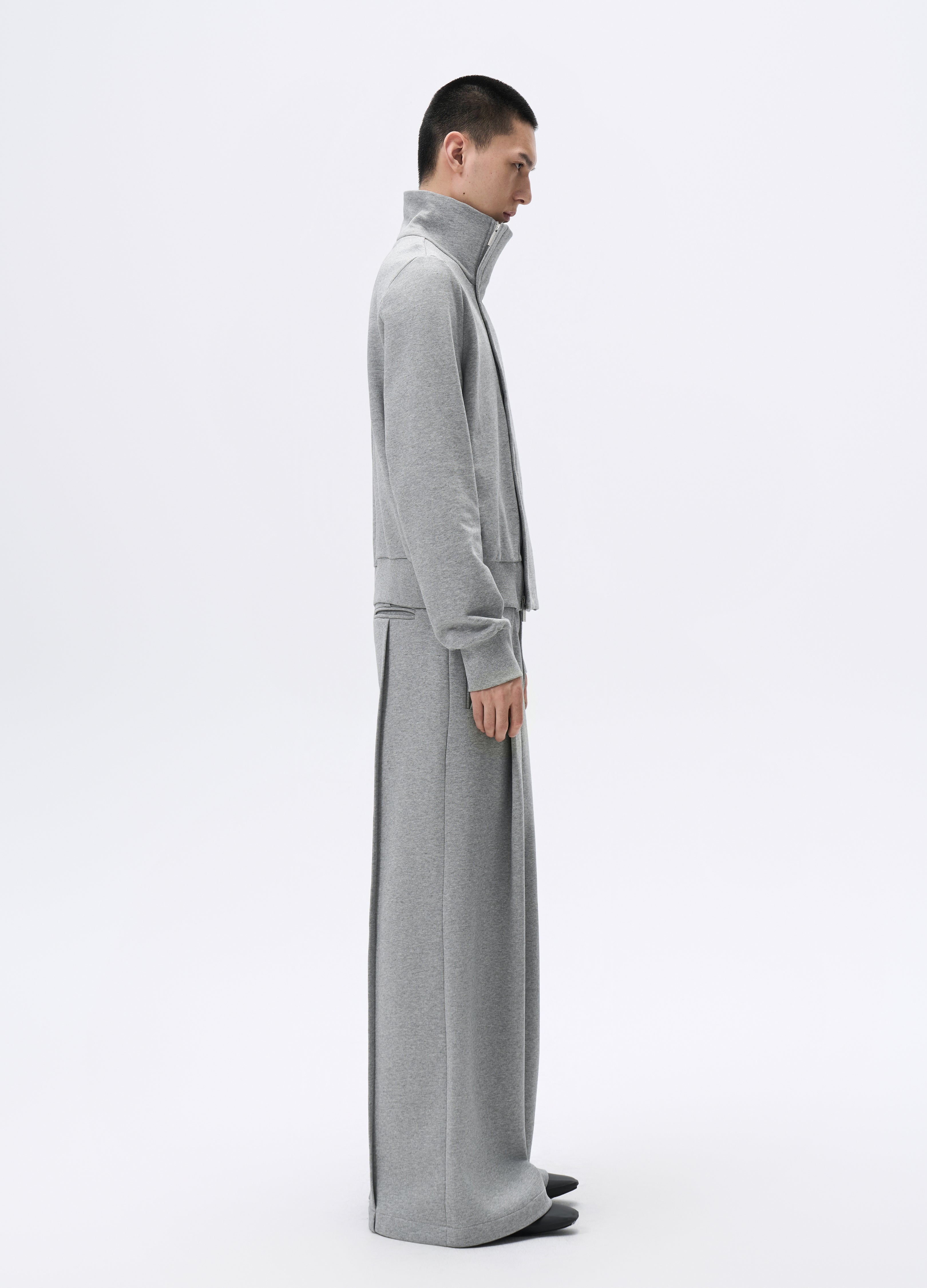 25FW GREY ZIP CROPPED JACKET