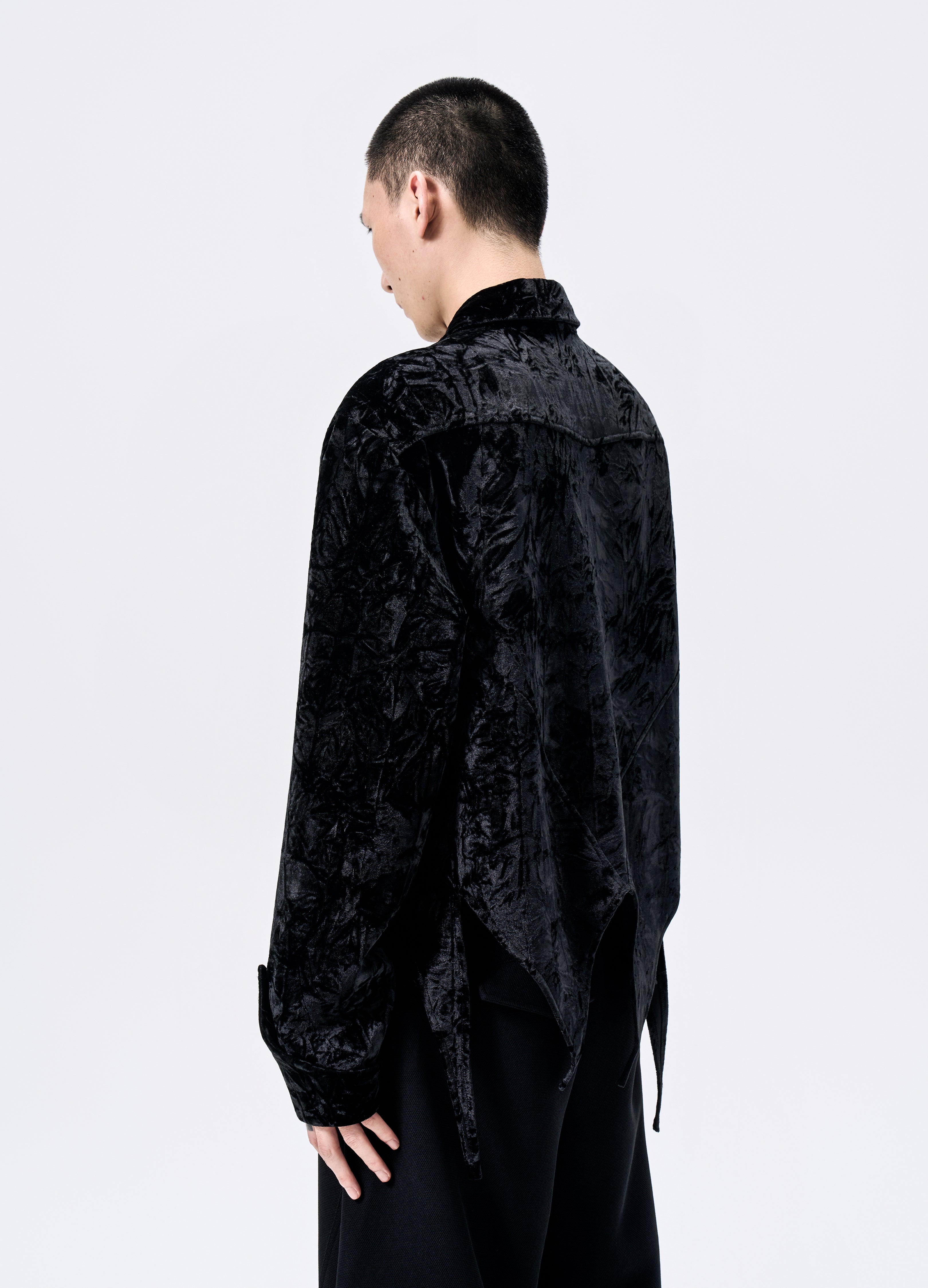 CAMICIA A CODA DI RONDINE IN VELLUTO 25FW