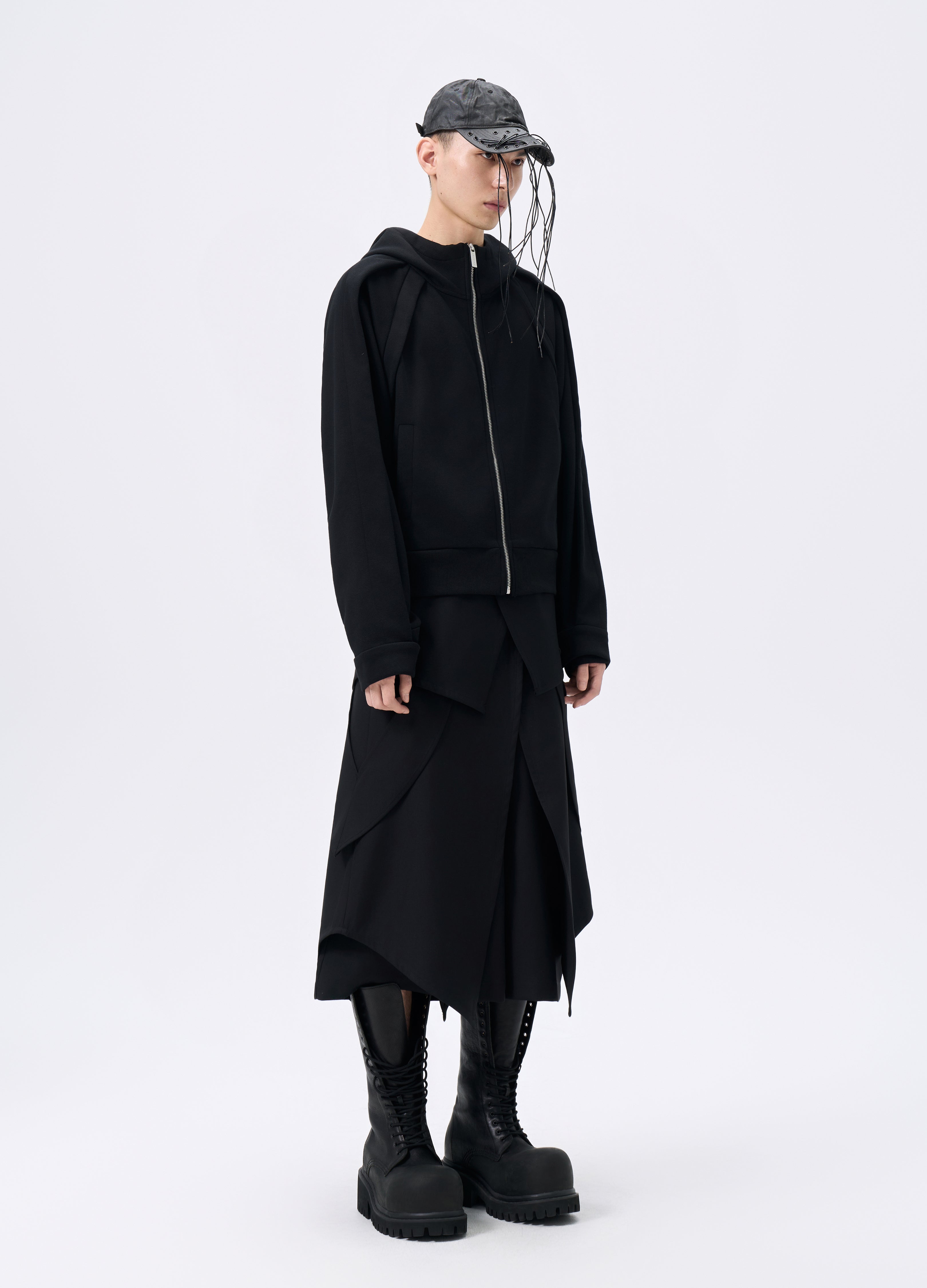 GONNA CON GREMBIULE A STRATI E CINTURA 25FW