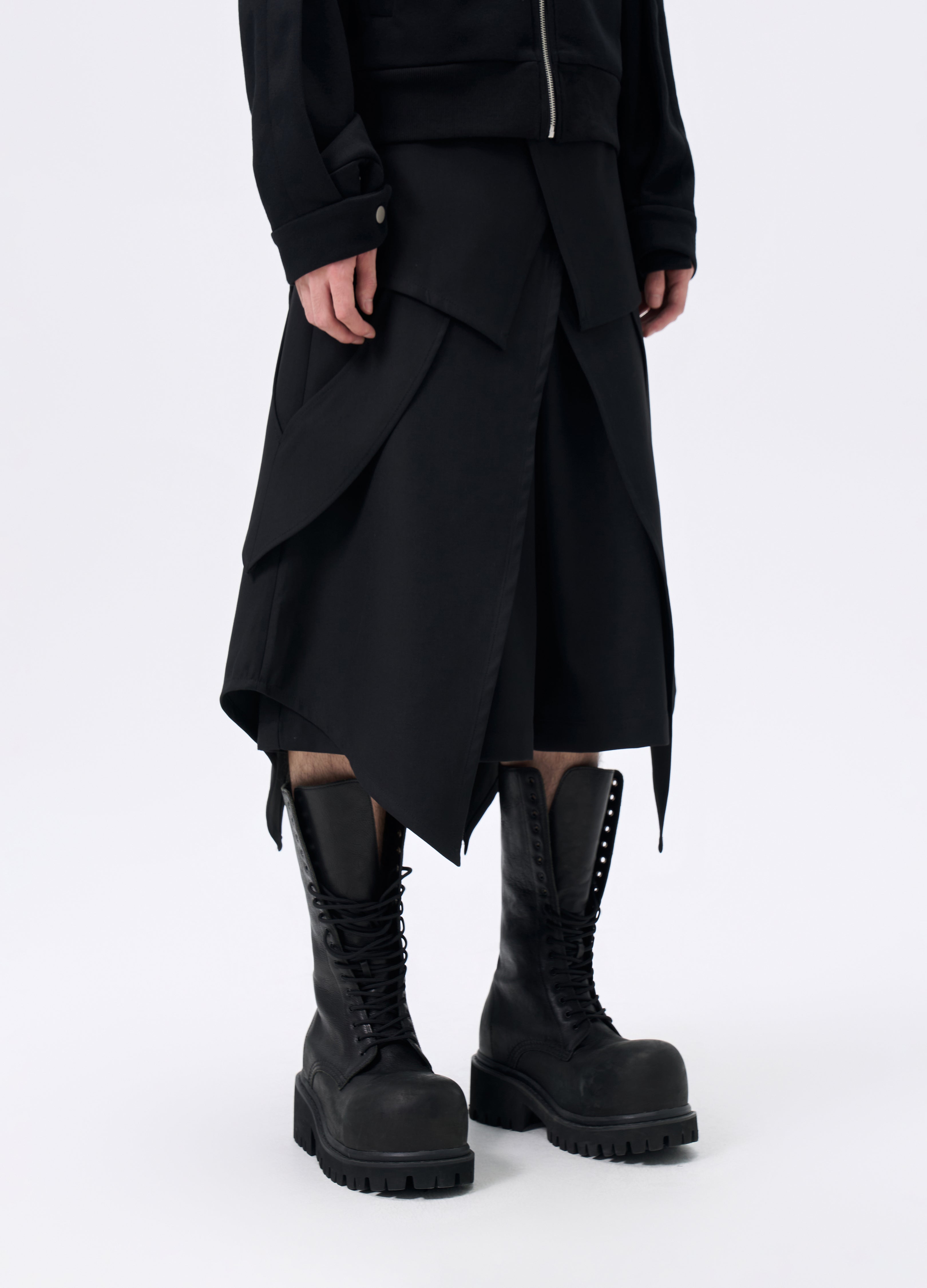 GONNA CON GREMBIULE A STRATI E CINTURA 25FW