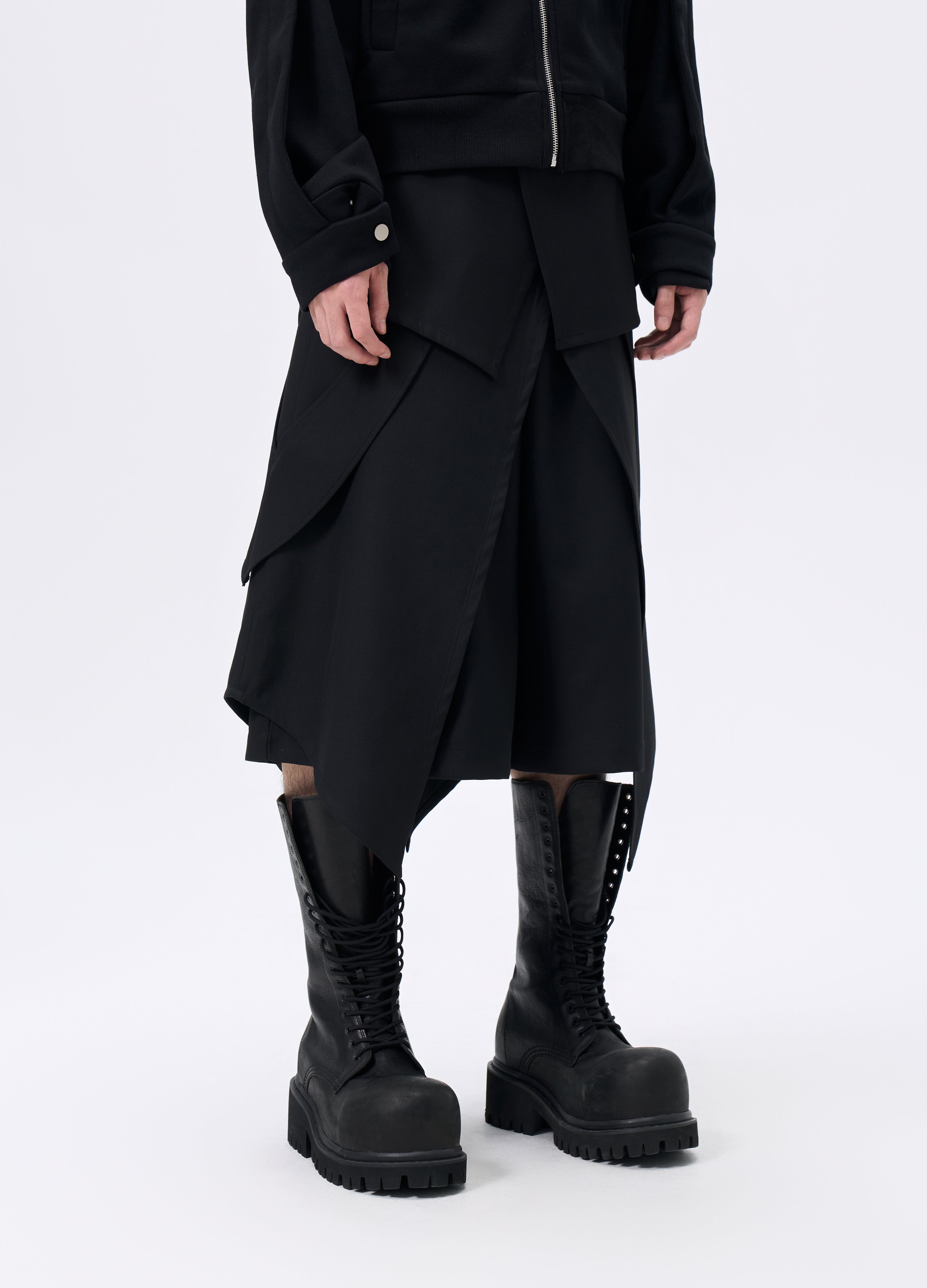 GONNA CON GREMBIULE A STRATI E CINTURA 25FW