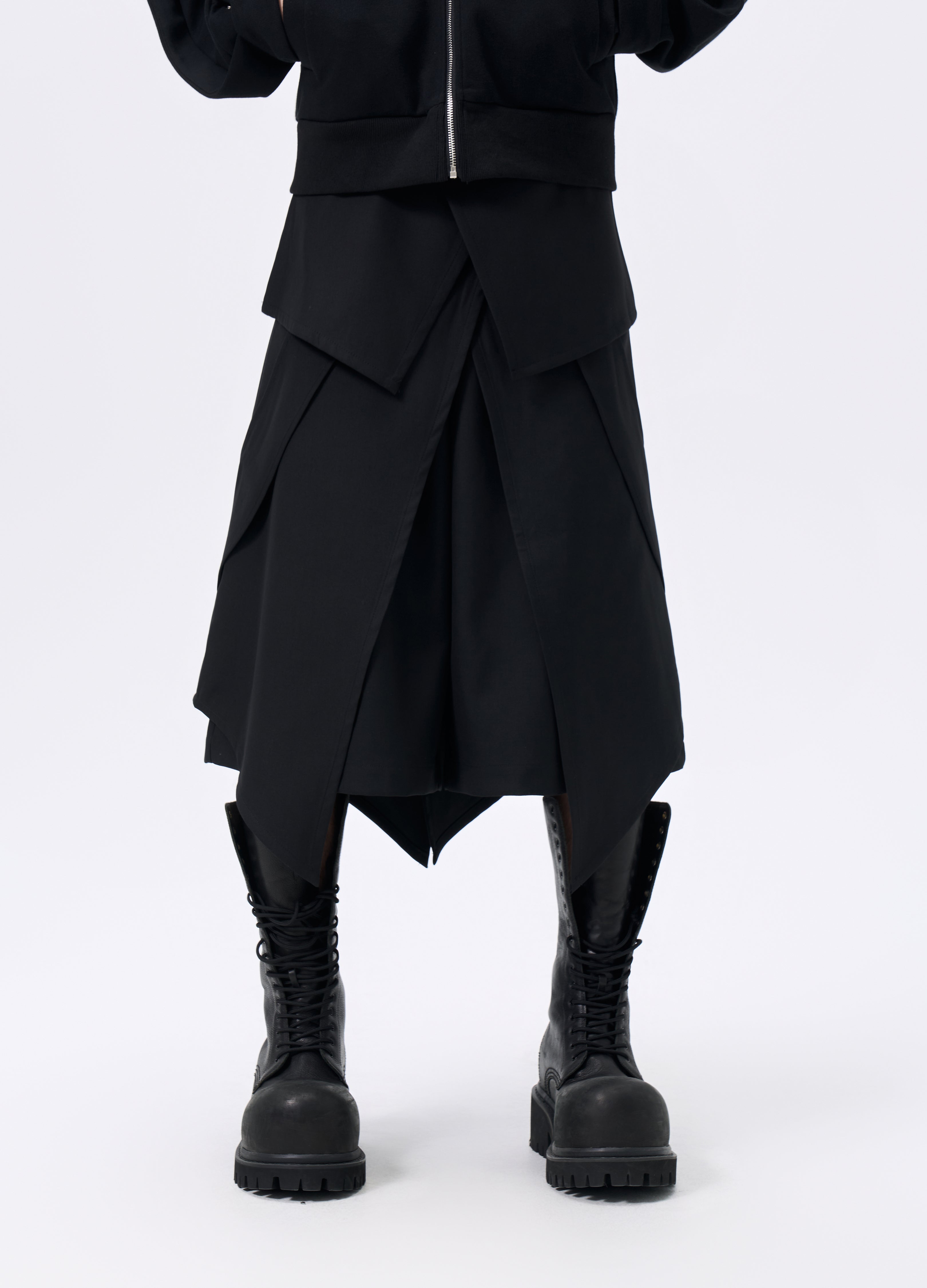 GONNA CON GREMBIULE A STRATI E CINTURA 25FW