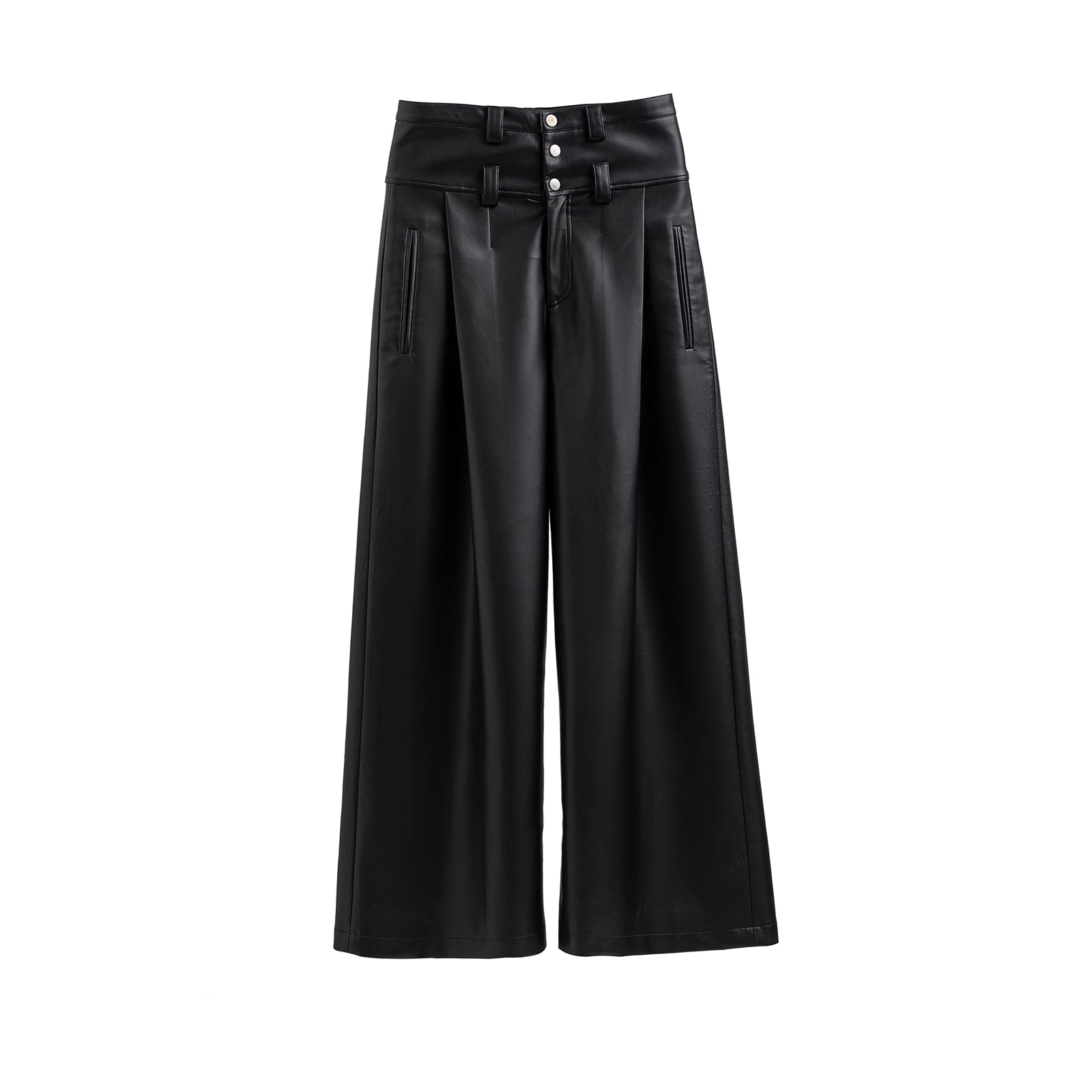 Pantaloni in pelle PU a vita alta 23FW