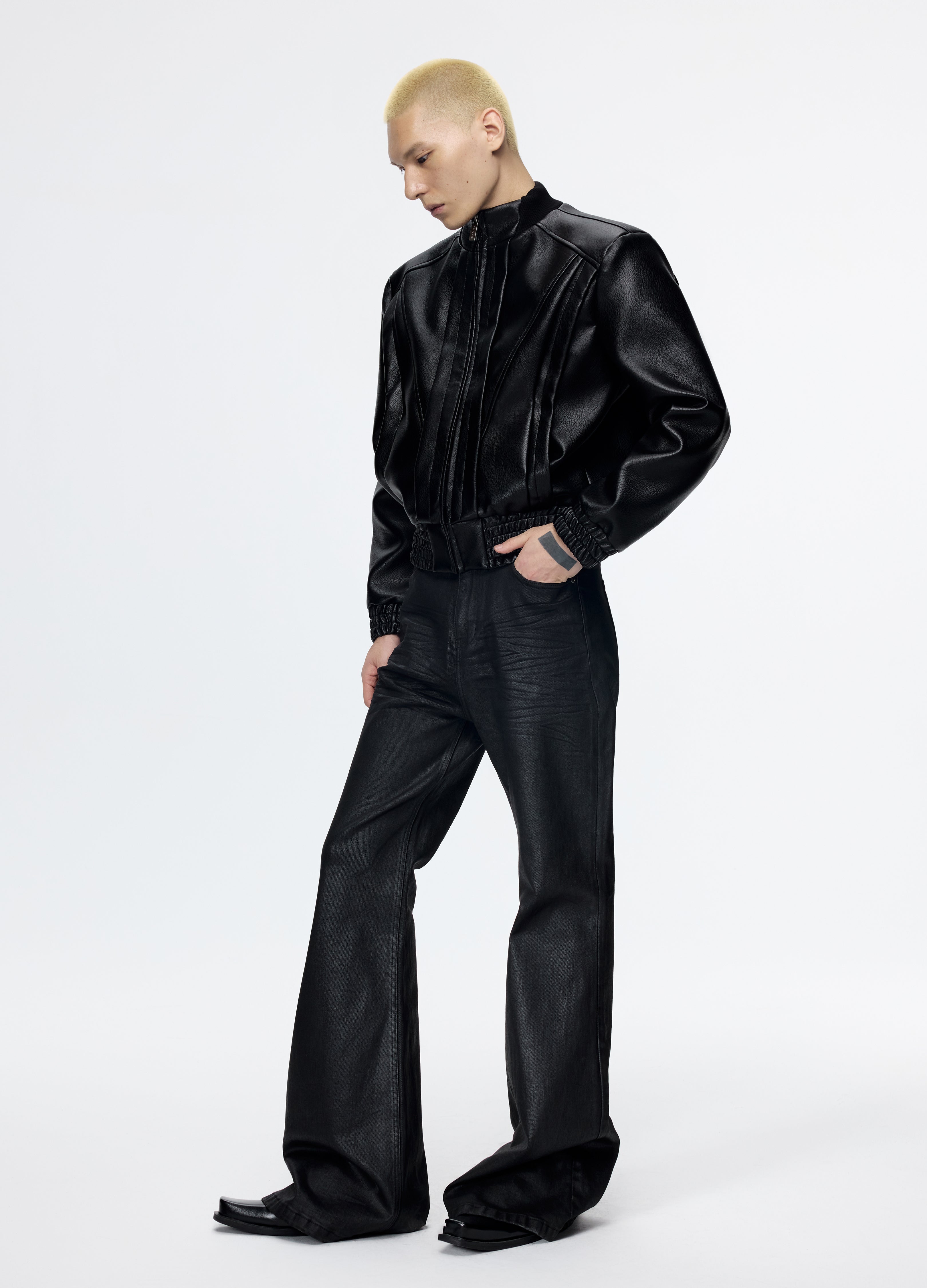 GIACCA BIKER IN PELLE DECOSTRUITA 25FW