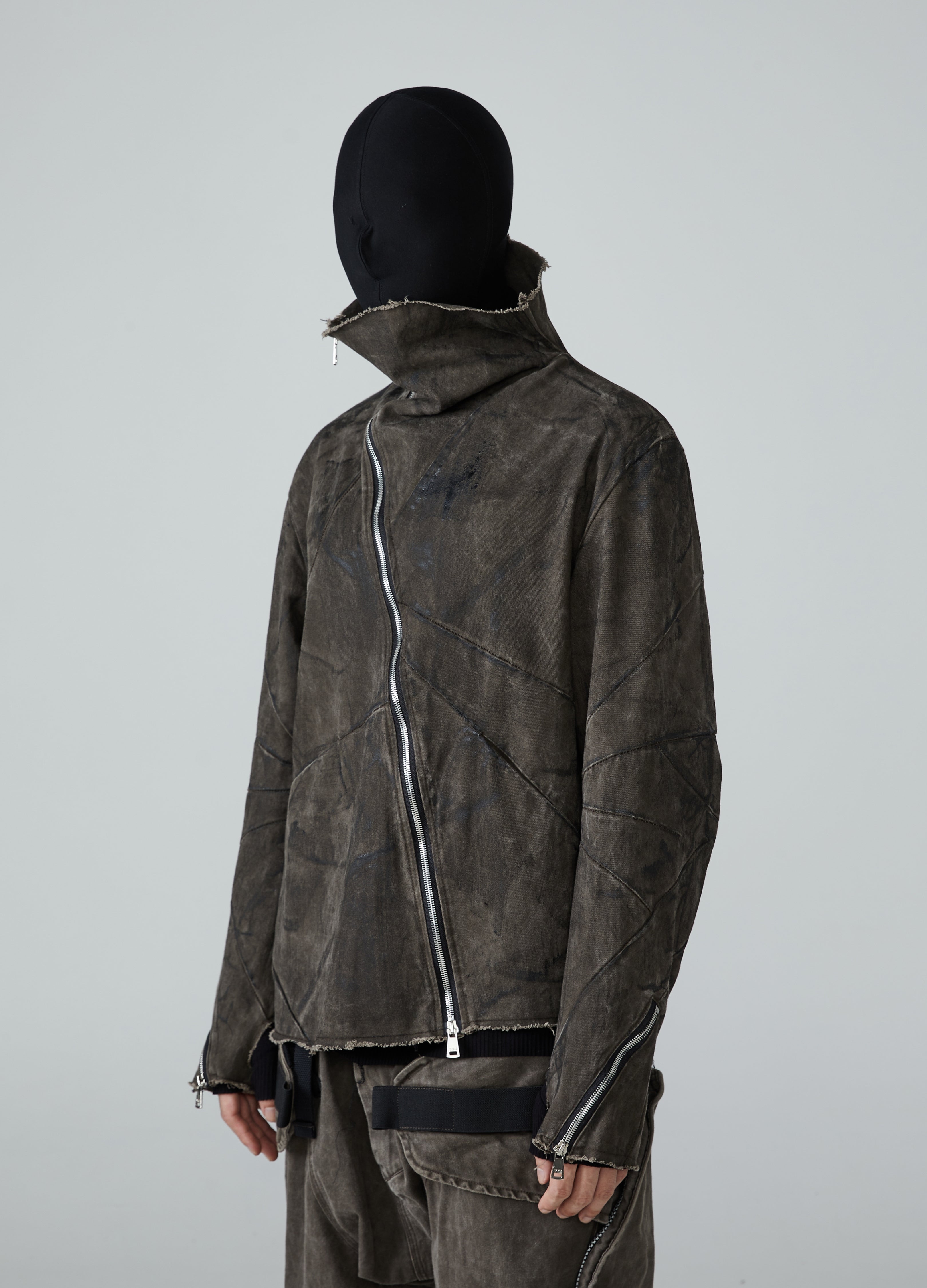 Giacca con cerniera diagonale Wasteland invecchiata