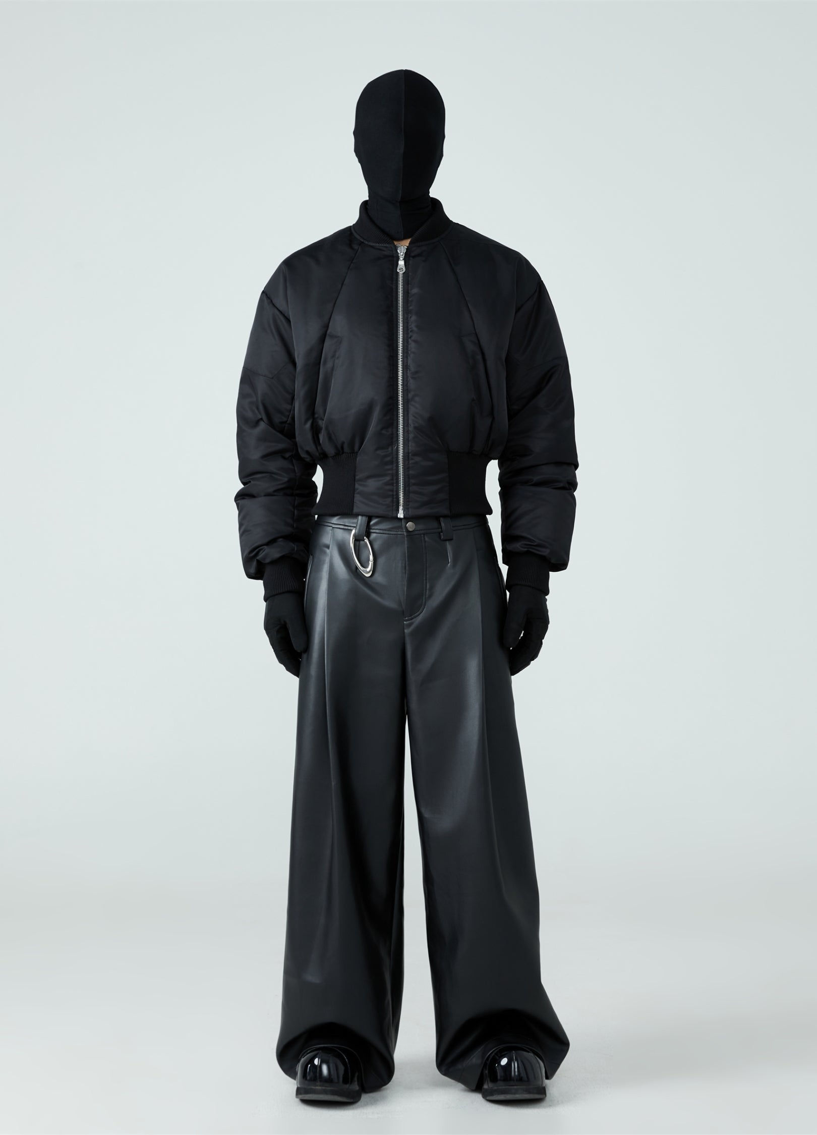 Pantaloni in pelle PU a vita alta 23FW