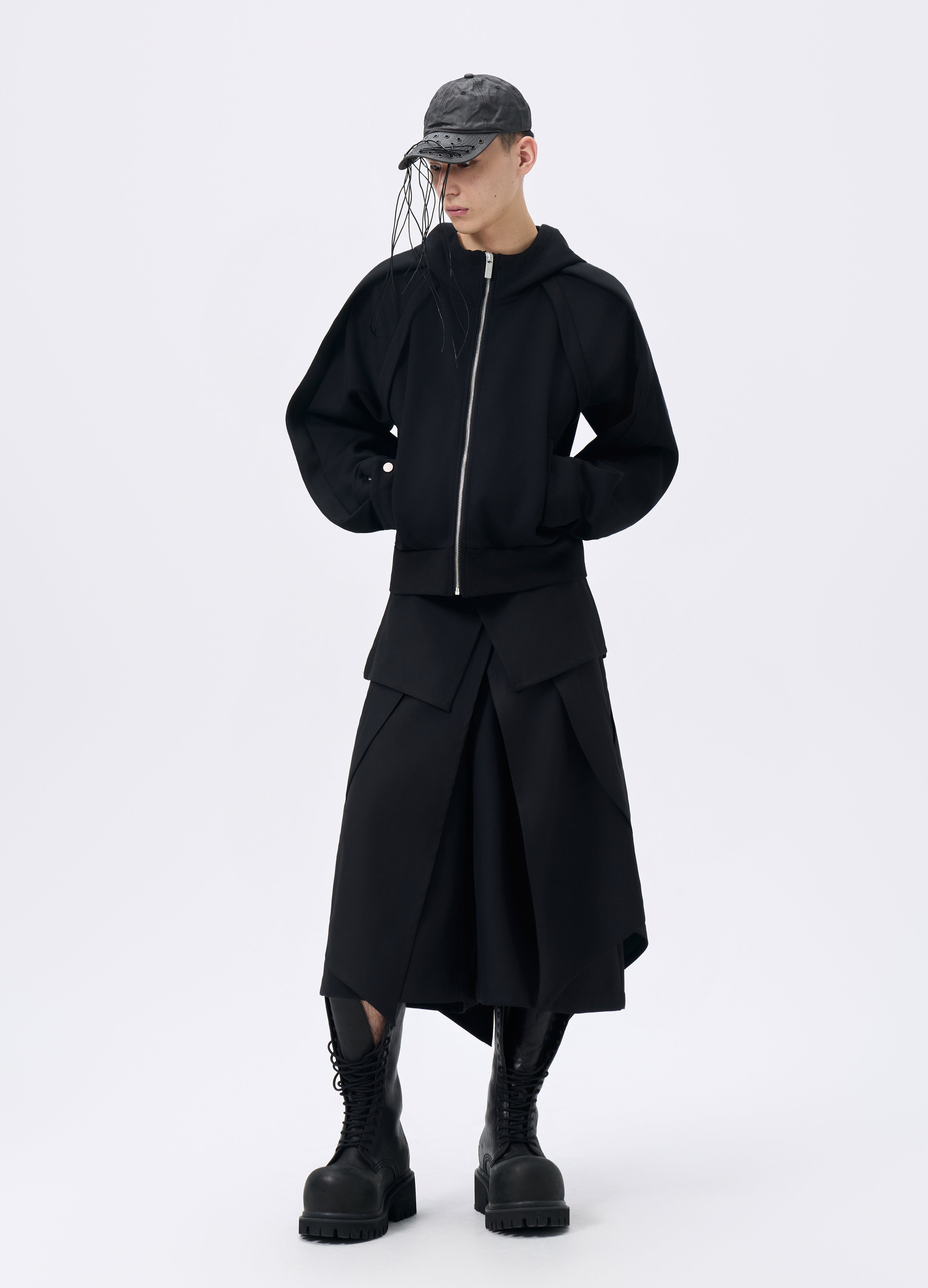 GONNA CON GREMBIULE A STRATI E CINTURA 25FW