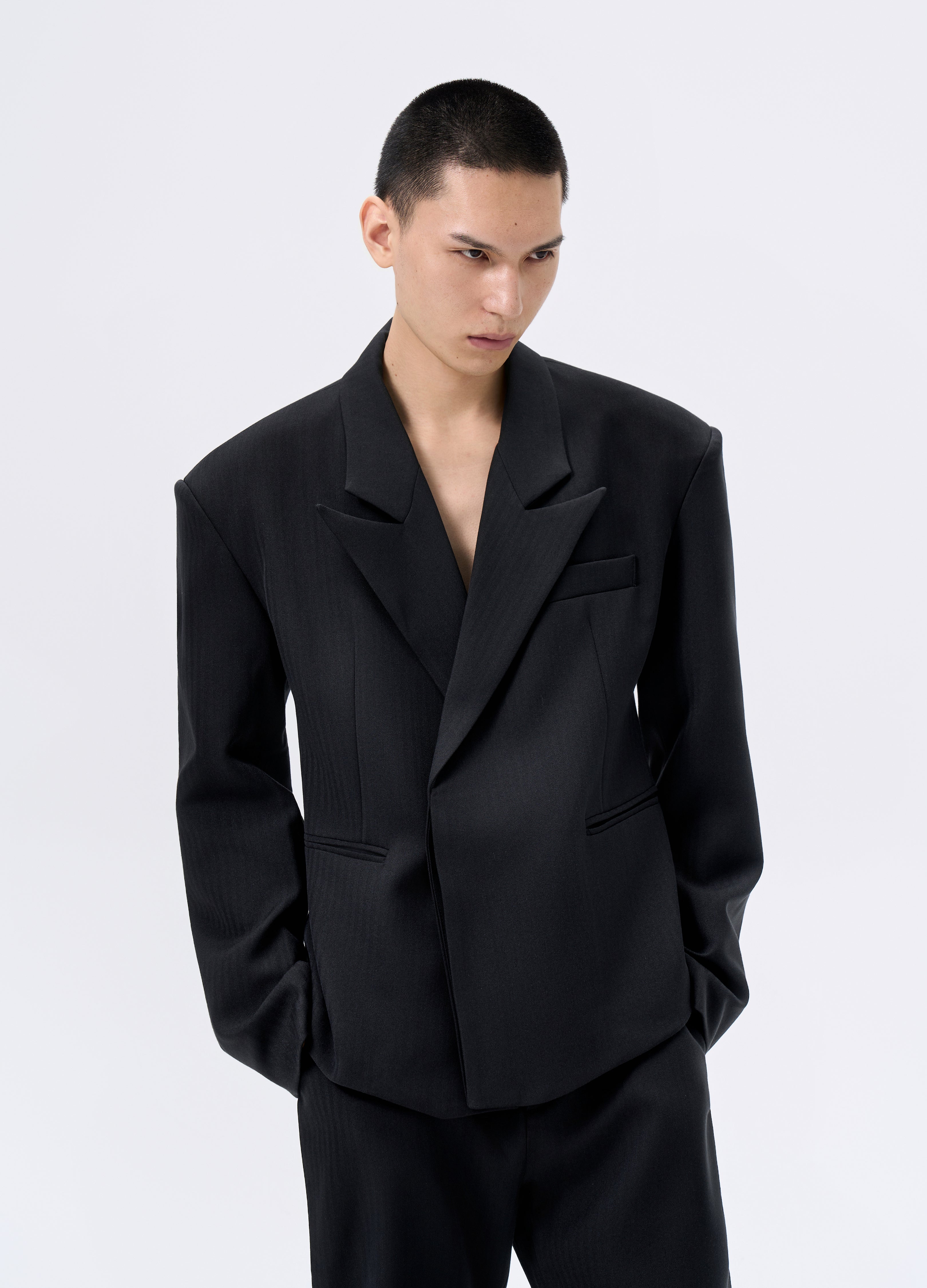 BLAZER A CLESSIDRA A SPINA DI PESCE 25FW