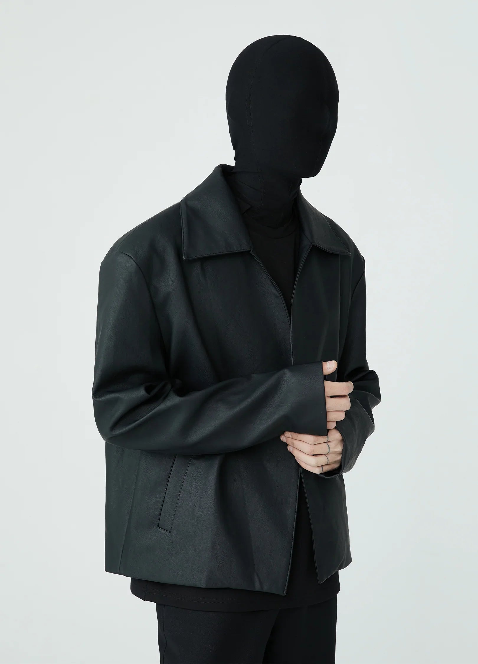 23SS Noir Minimalist Leather Jacket