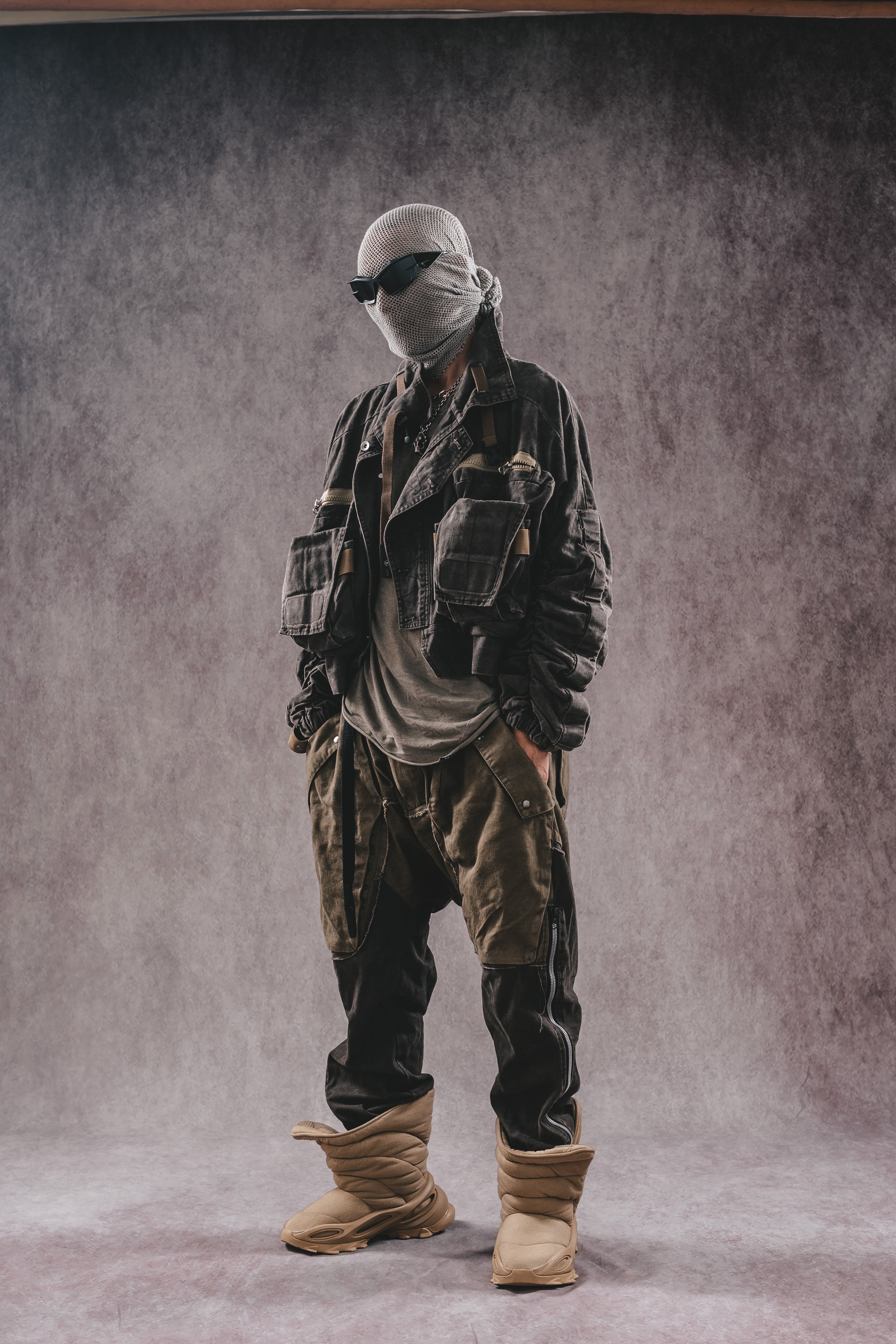 Giacca da lavoro corta in denim con colletto rialzato Wasteland