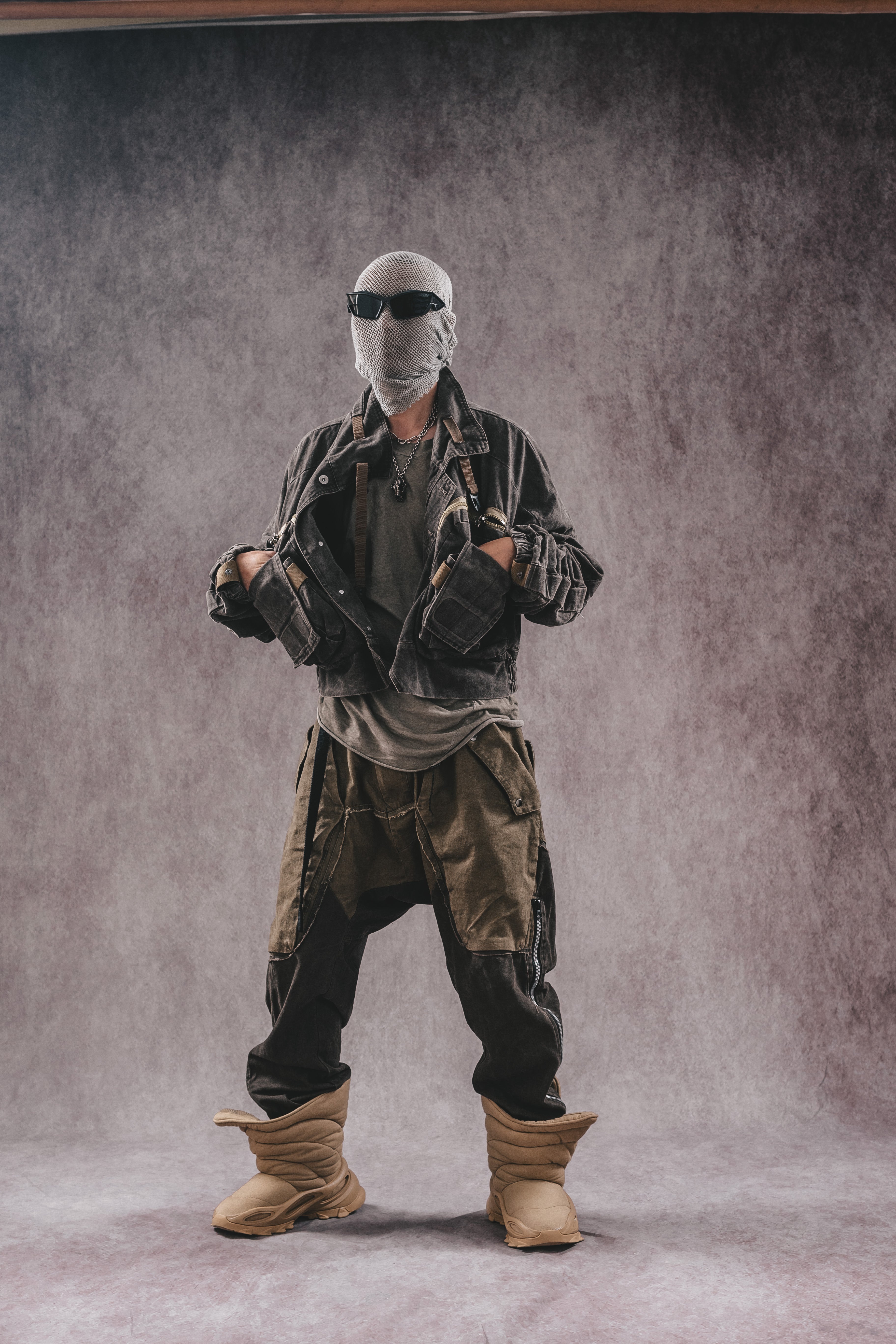 Giacca da lavoro corta in denim con colletto rialzato Wasteland