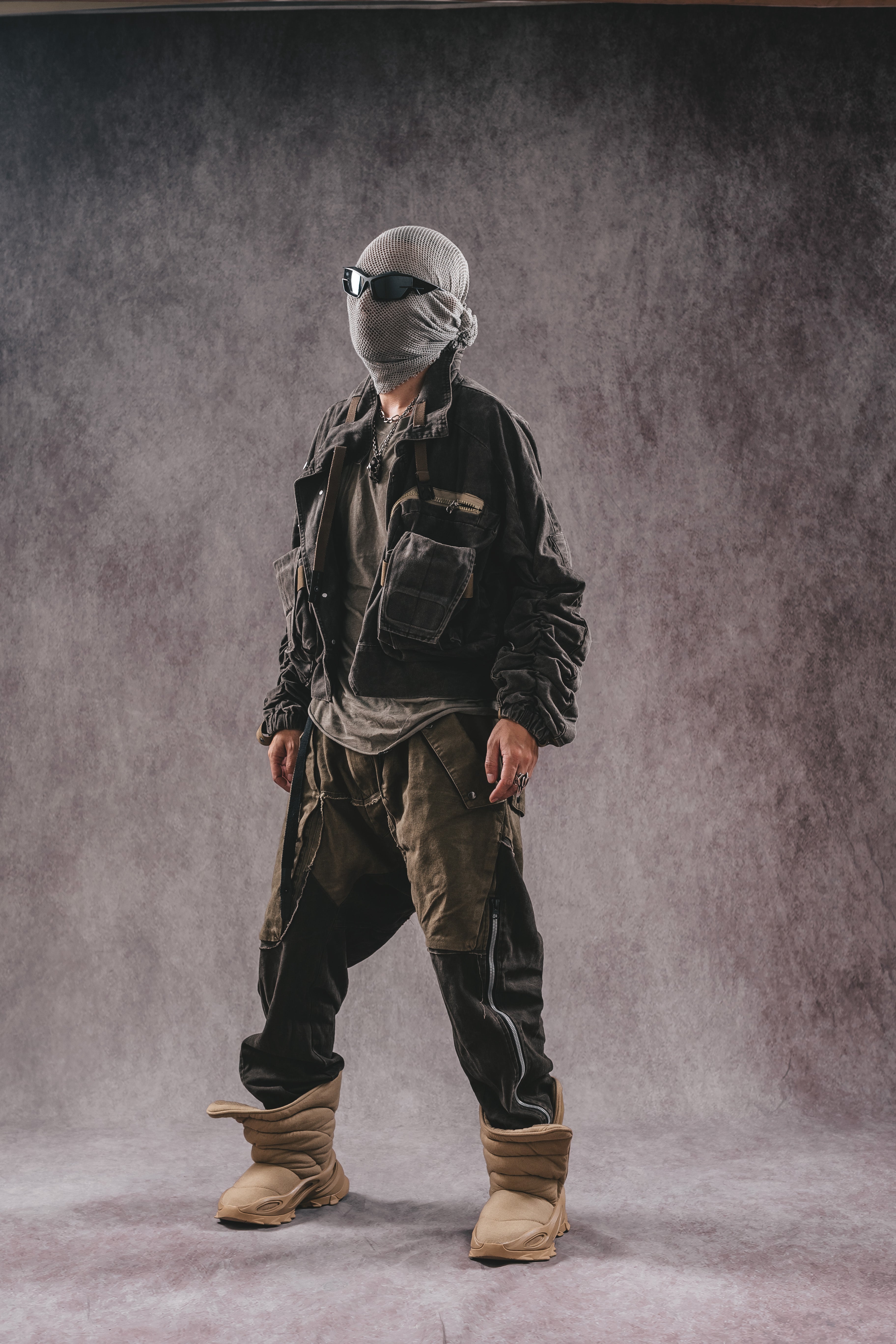 Giacca da lavoro corta in denim con colletto rialzato Wasteland