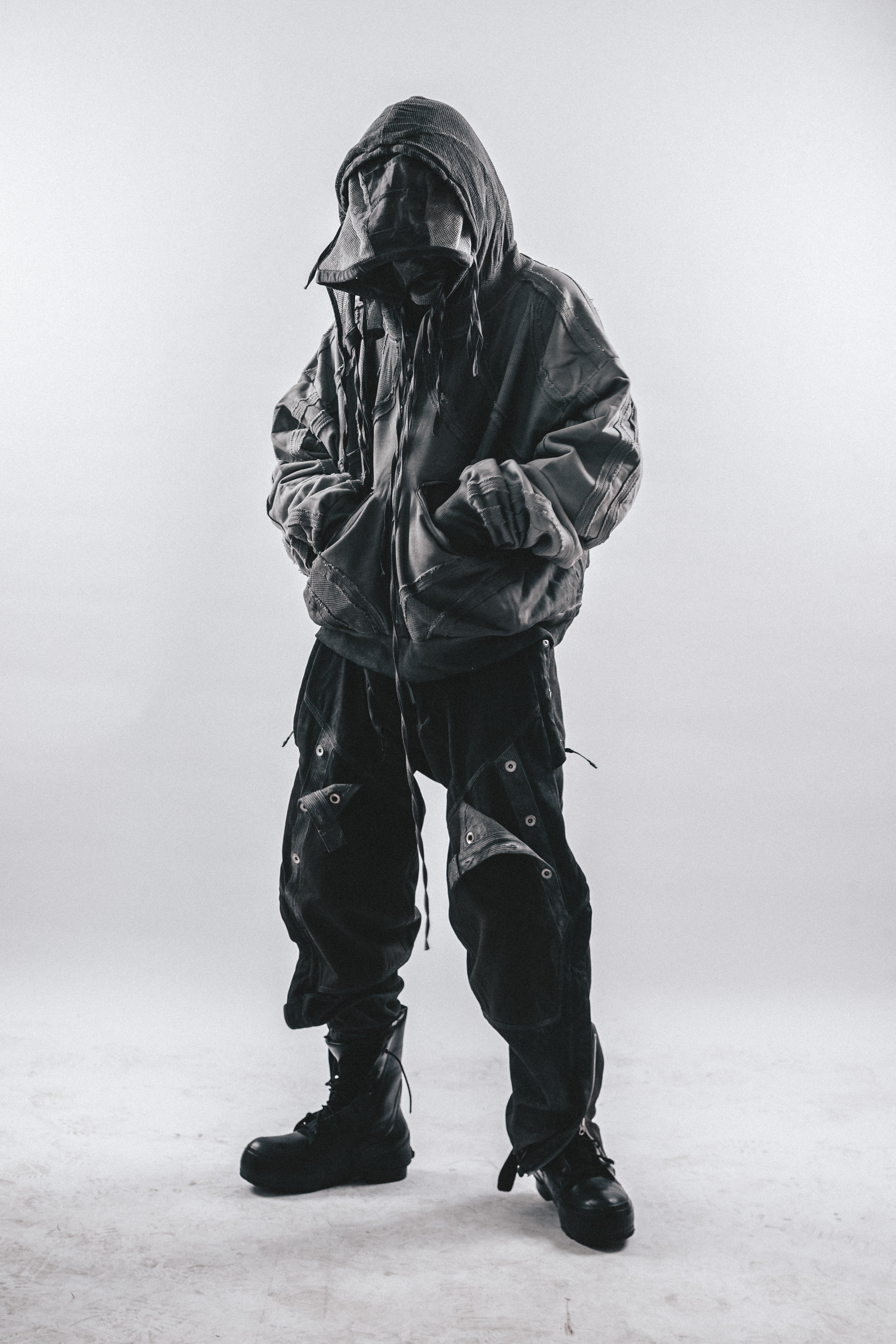 DRKLEI GEOMETRIC ZIP RUIN HOODIE